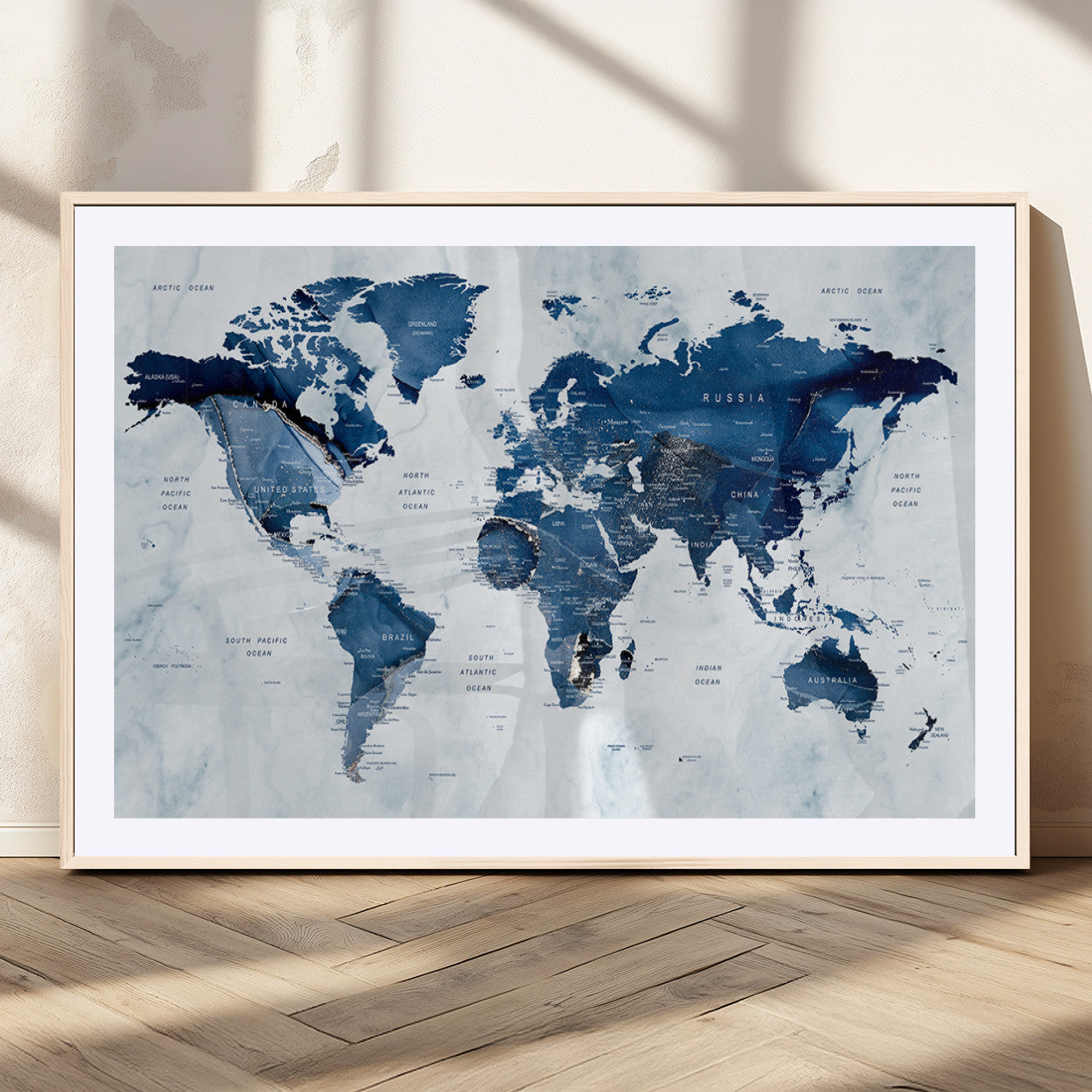 MGC-FP-36x24 - World Map Canvas Print – Framed Wall Art Home Adventure Decor