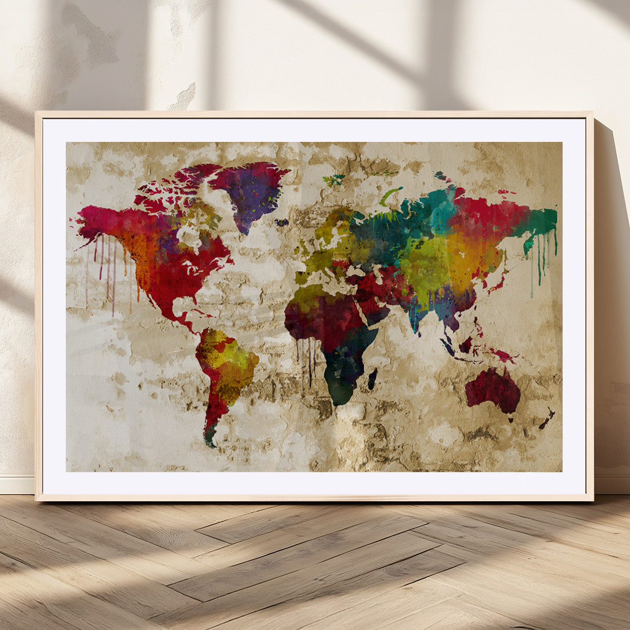 MGC-FP-36x24 - Push Pin World Map Canvas Print – Framed Wall Art for Couples to Track Their Travels – Anniversary