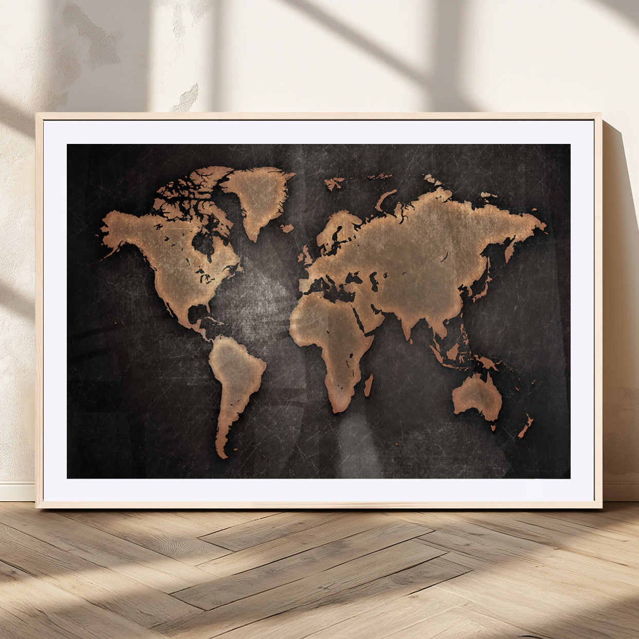 MGC-FP-36x24 - Push Pin World Map Canvas Print – Framed Wall Art for Couples to Track Their Travels – Anniversary