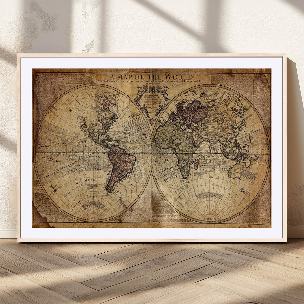 MGC-FP-36x24 - Push Pin World Map Canvas Print – Framed Wall Art for Couples to Track Their Travels – Anniversary