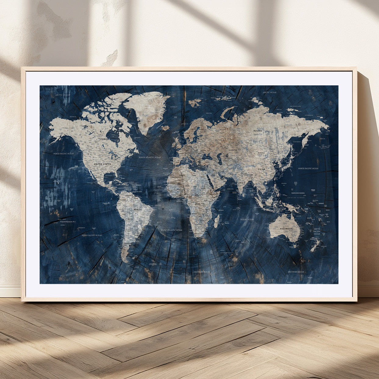 MGC-FP-36x24 - Push Pin World Map Canvas Print – Framed Wall Art for Couples to Track Their Travels – Anniversary