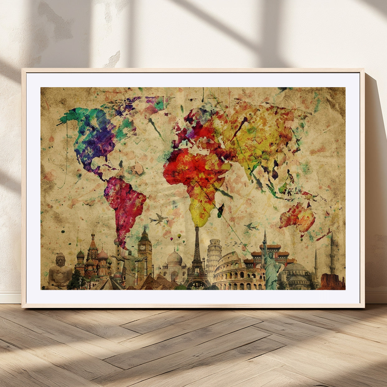 MGC-FP-36x24 - Colorful World Map Wall Art World Map Canvas Print