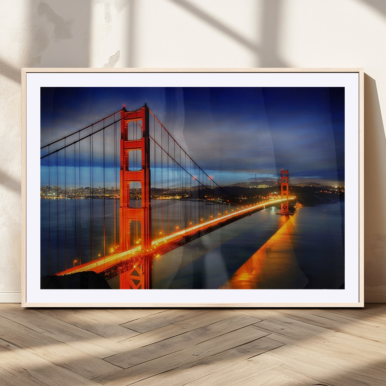 MGC-FP-36x24 - Large Wall Art San Francisco Canvas Print - Wonderful Golden Gate Bridge at Twilight