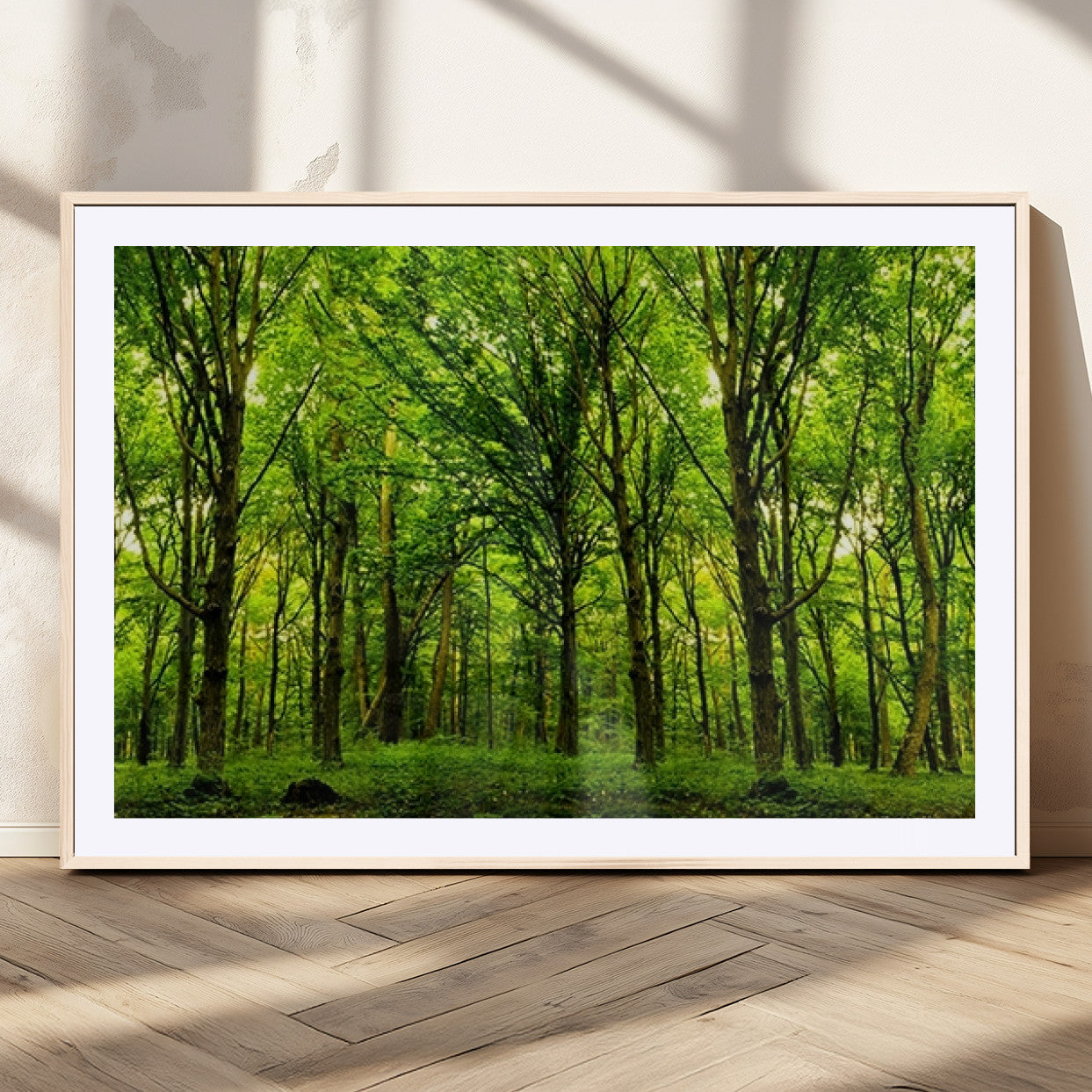 MGC-FP-36x24 - Lush Green Forest Canvas Print | 3-Panel Forest Wall Art | Nature Landscape for Living Room