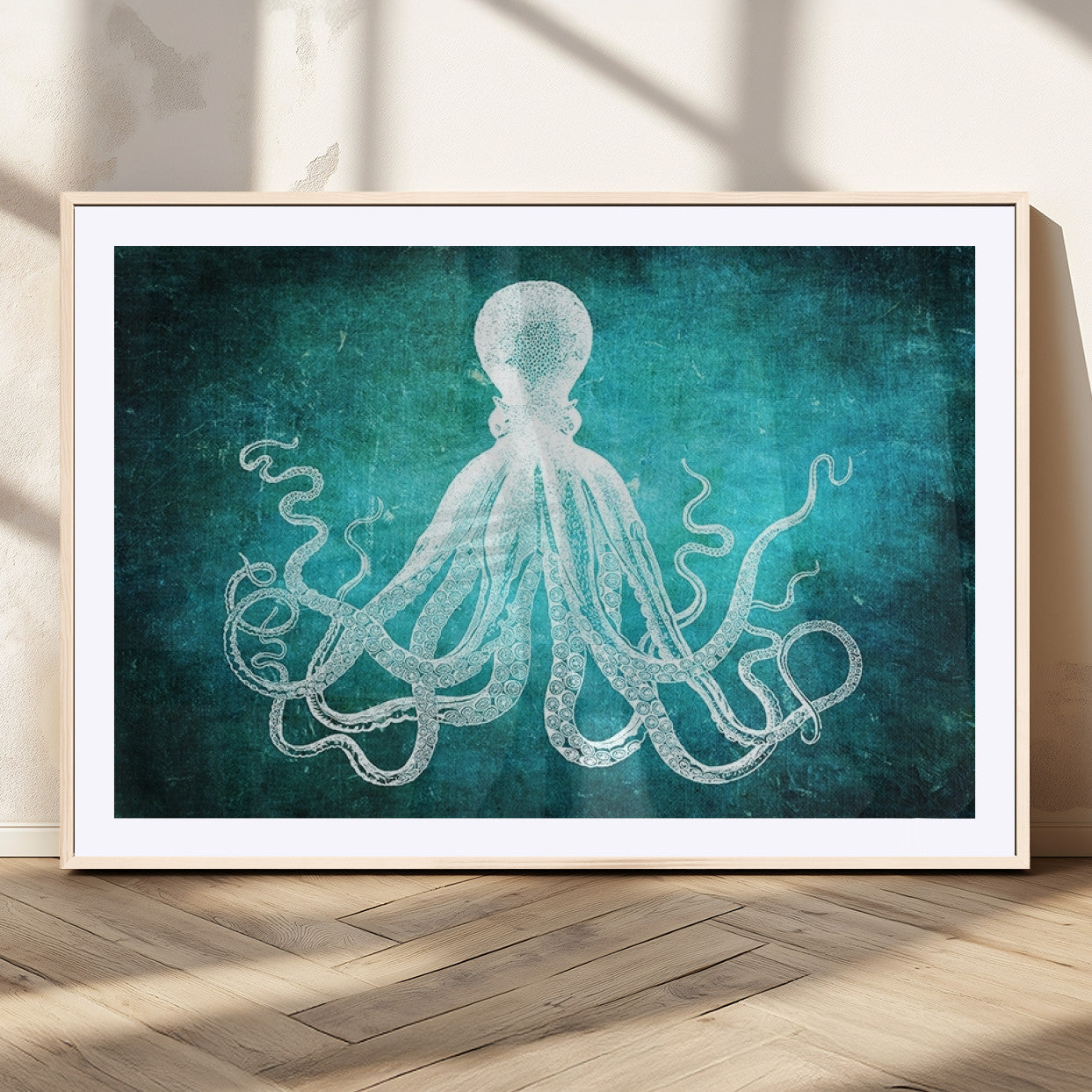 MGC-FP-36x24 - Green Octopus Abstract Wall Art Canvas Print
