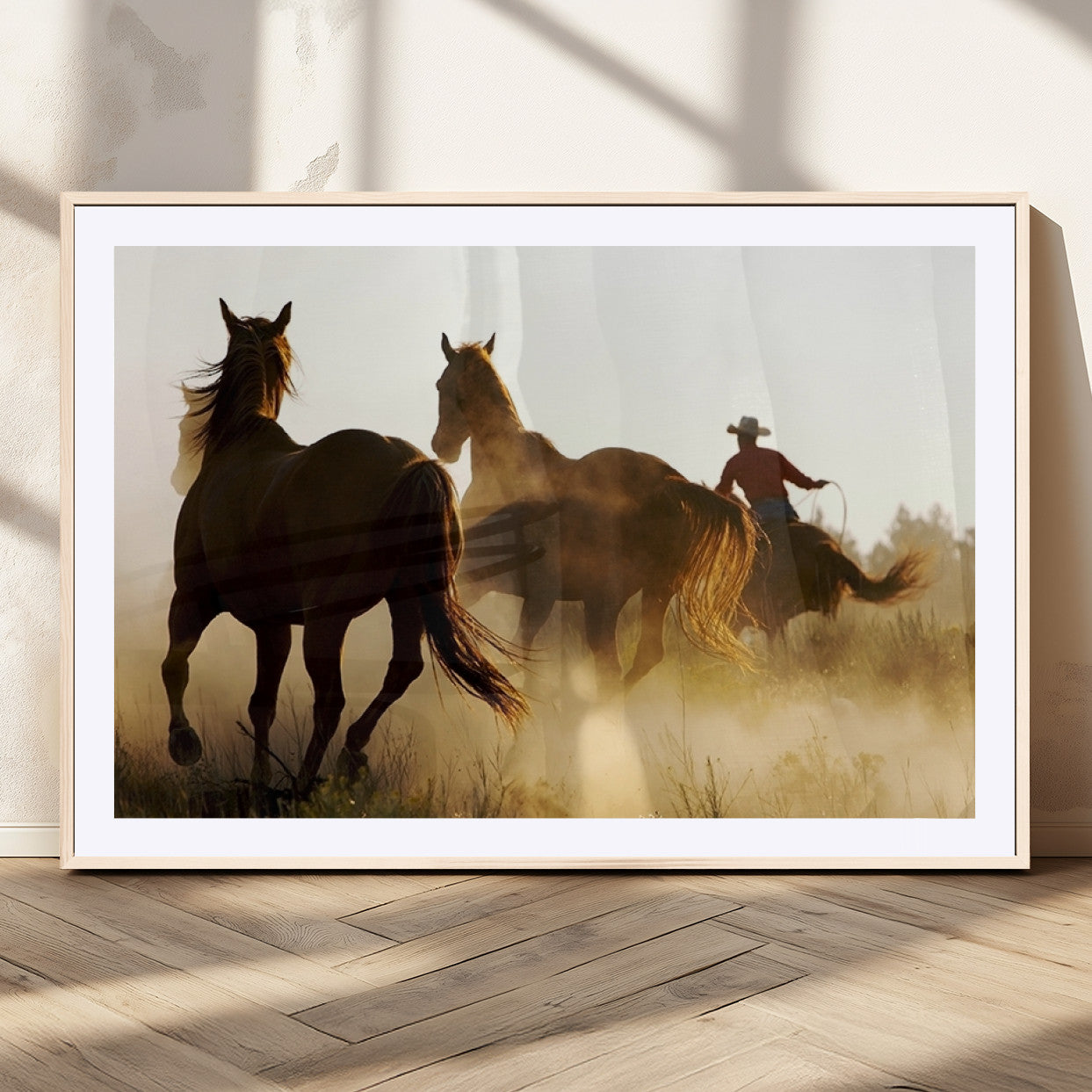 MGC-FP-36x24 - Horses and Cowboys Wall Art Canvas Print