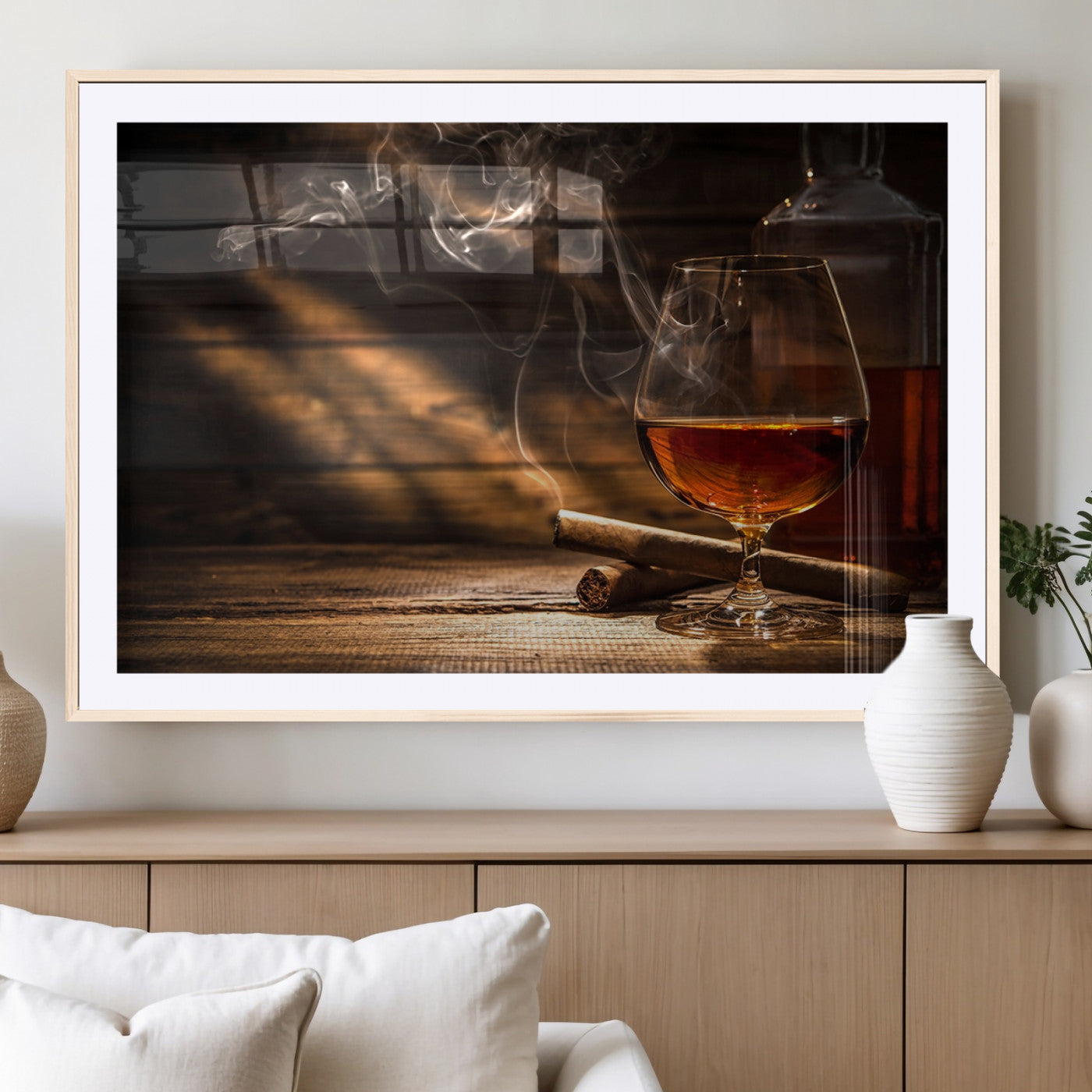 MGC-FP-36x24 - Whiskey and Cigar Wall Art Canvas Print