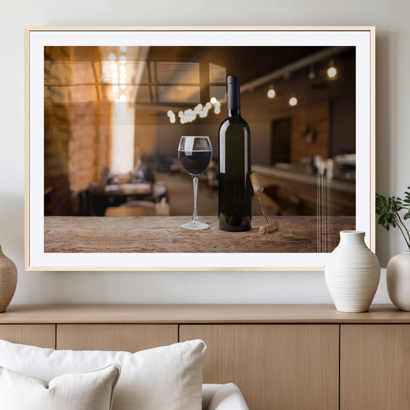 MGC-FP-36x24 - Wine and Bottle Wall Art Canvas Print
