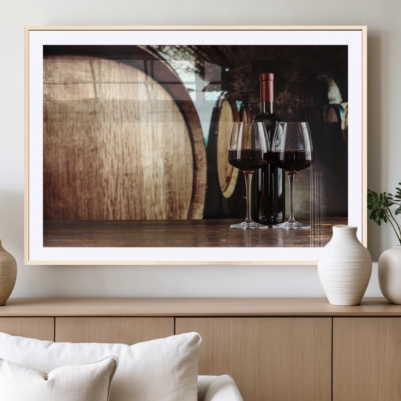MGC-FP-36x24 - Wine and Barrel Wall Art Canvas Print