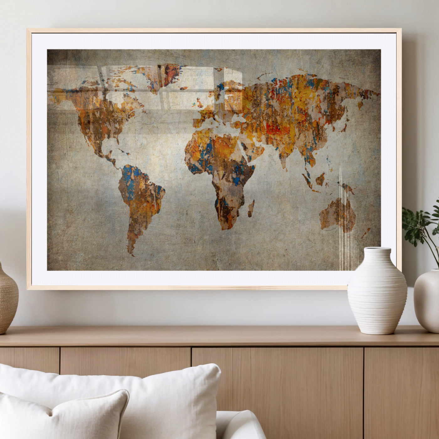 MGC-FP-36x24 - Push Pin World Map Canvas Print – Framed Wall Art for Couples to Track Their Travels – Anniversary