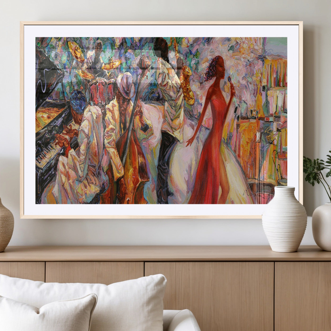 MGC-FP-36x24 - Abstract Afro American Jazz Canvas Wall Art | Music-Inspired Painting for Dining Room, Living Room,