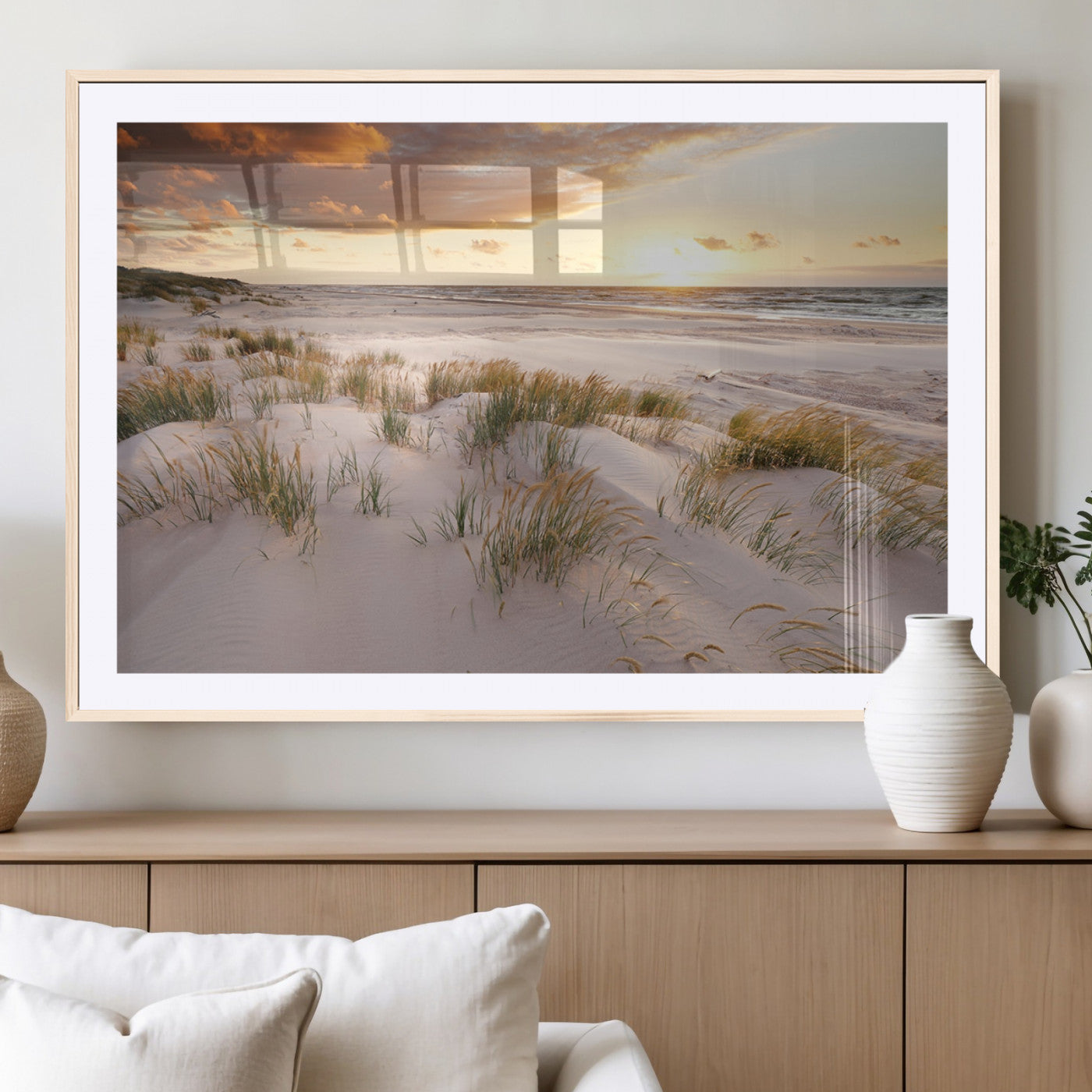 MGC-FP-36x24 - Flight Over Coastal Beach Landscape, Flight Over Coastal Beach Print Canvas Wall Art