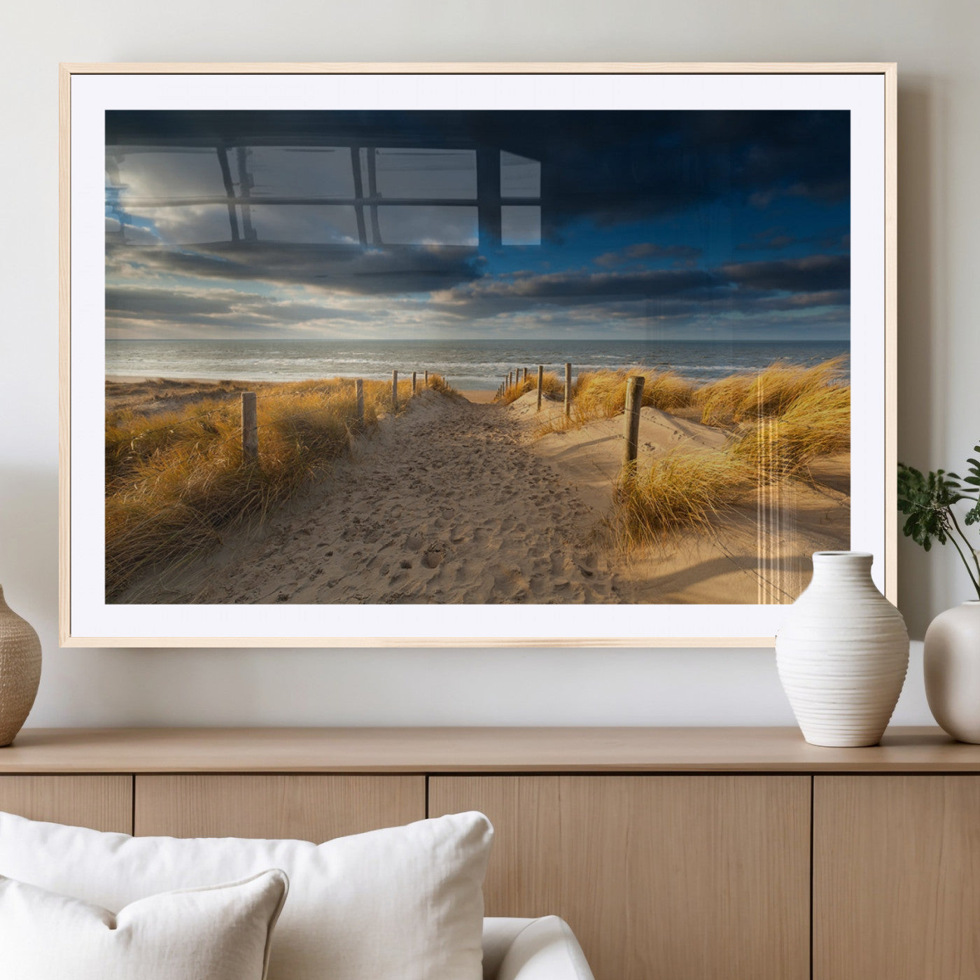 MGC-FP-36x24 - Ocean Beach Dark Clouds Wall Art Canvas Print