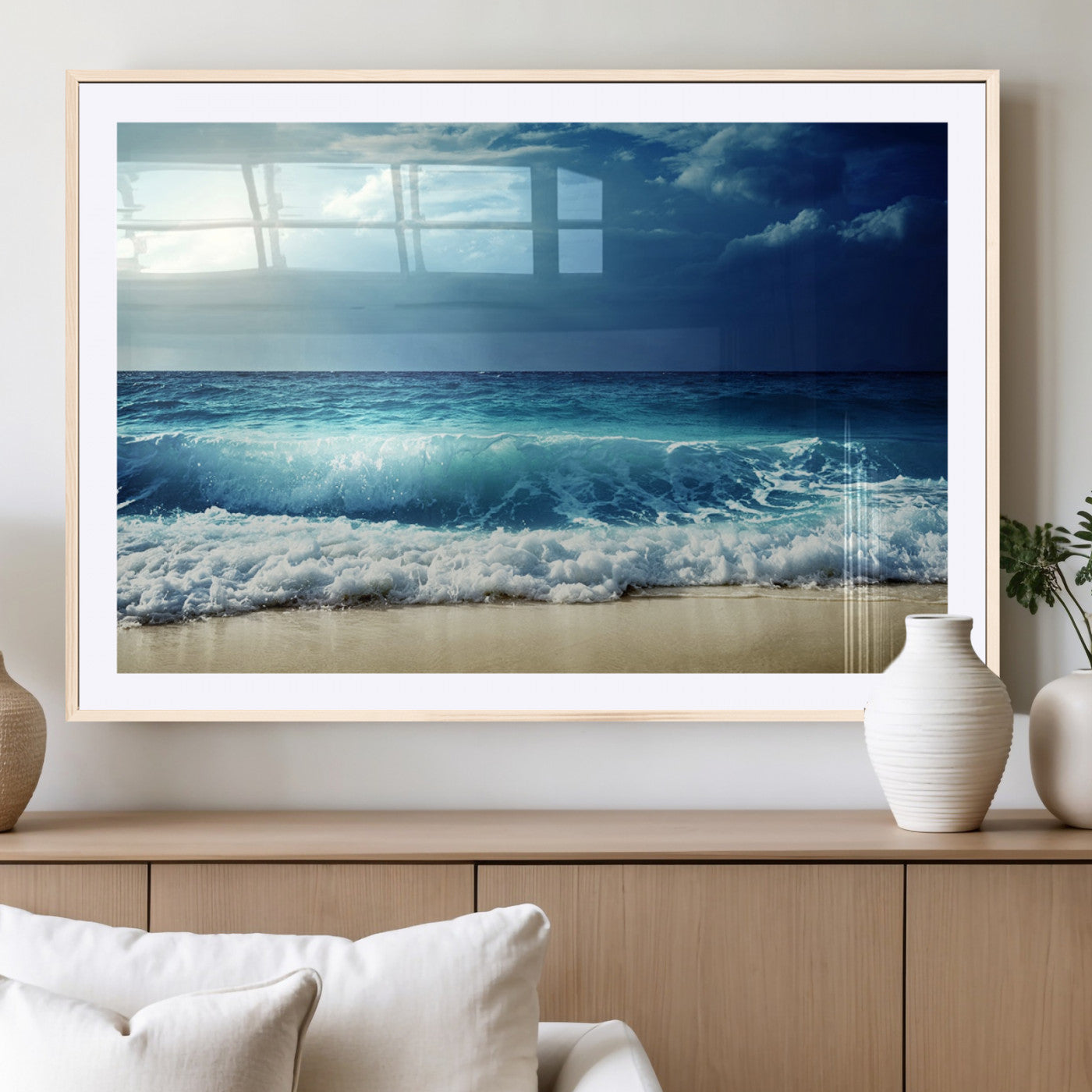 MGC-FP-36x24 - Majestic Ocean Wave Wall Art Canvas | 3 Panel Large Seascape Print for Living Room, Bedroom, Office