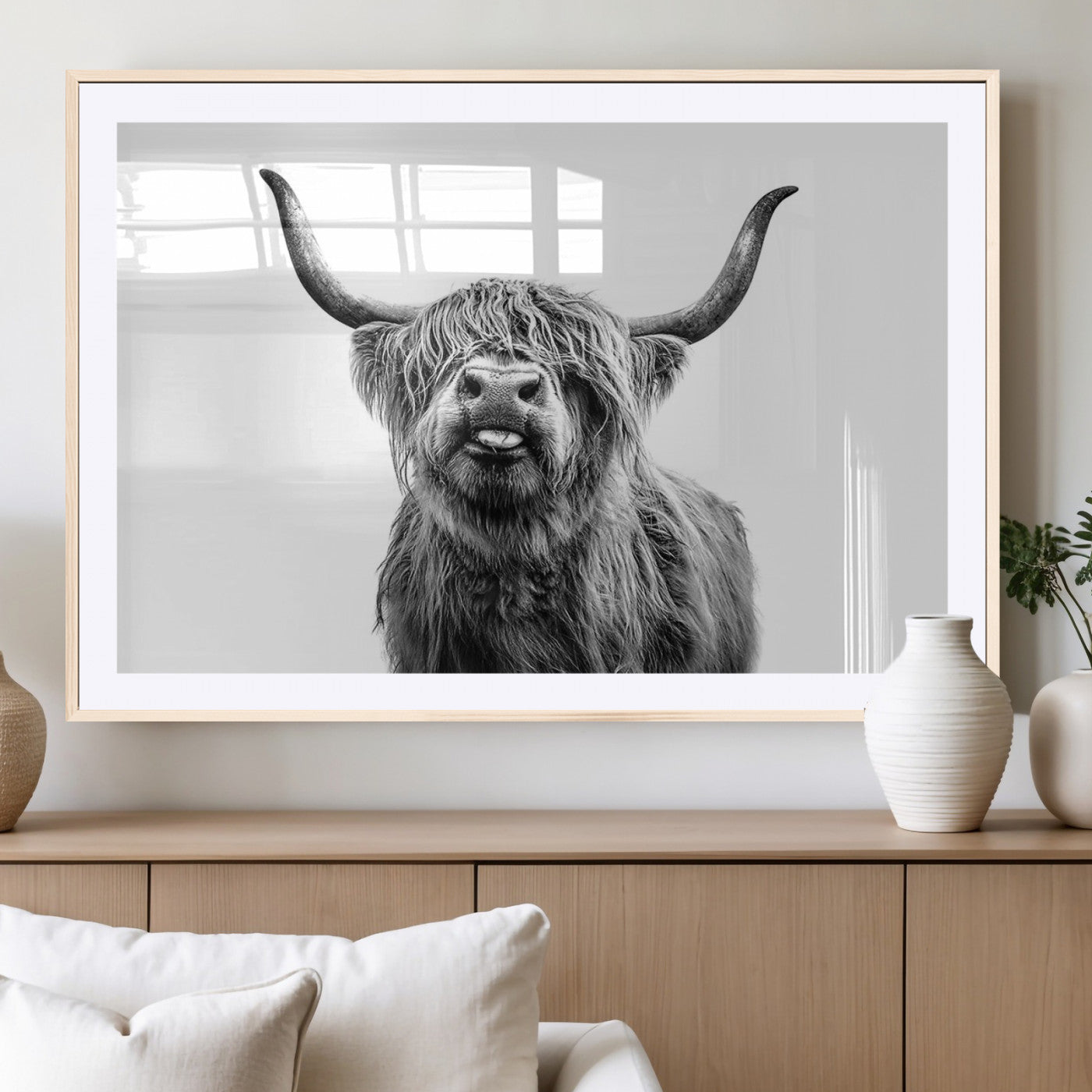 MGC-FP-36x24 - Fanny Scottish Highland Cow Cattle Art Print Farmhouse Wall Art Canvas Print