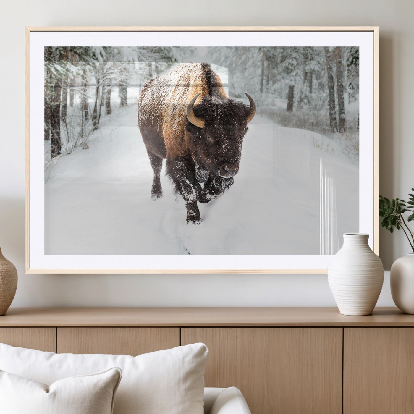 10109-MGC-FP-36x24_Natural-Bison Wall Art Canvas Print For Farmhouse, Animal Canvas Print, Wild Animal Wall Art