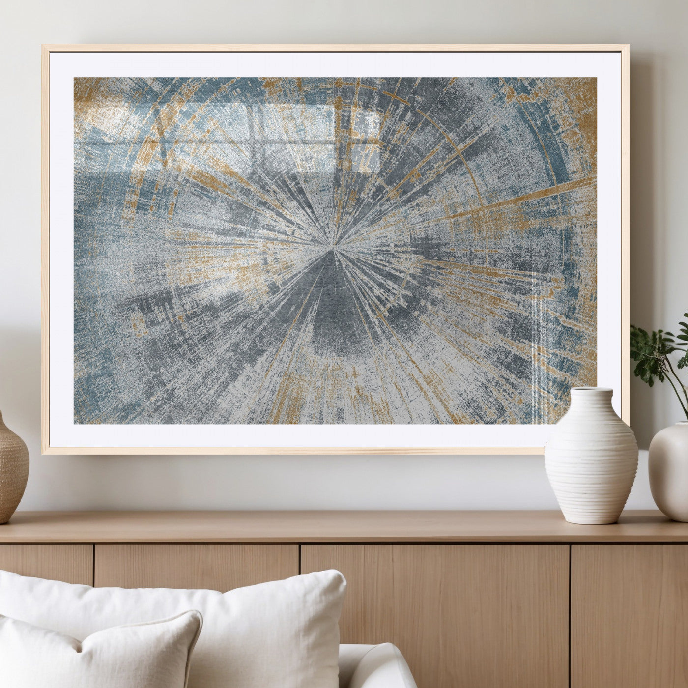 -Radiant Abstract Wood Rings Canvas Art – Modern Triptych Wall Decor for Living Room or Farmhouse