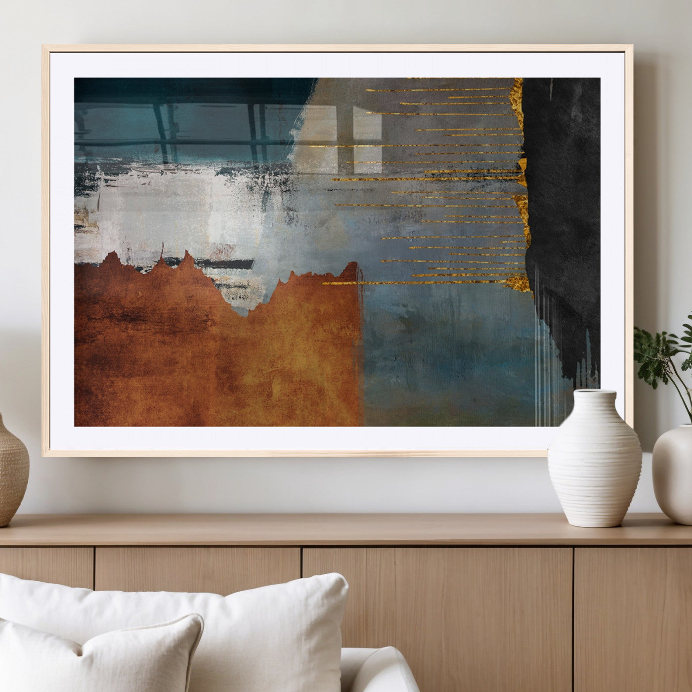 MGC-FP-36x24 - Modern Abstract Canvas Art Canvas Print - Framed and Ready to Hang Artwork for Contemporary Living