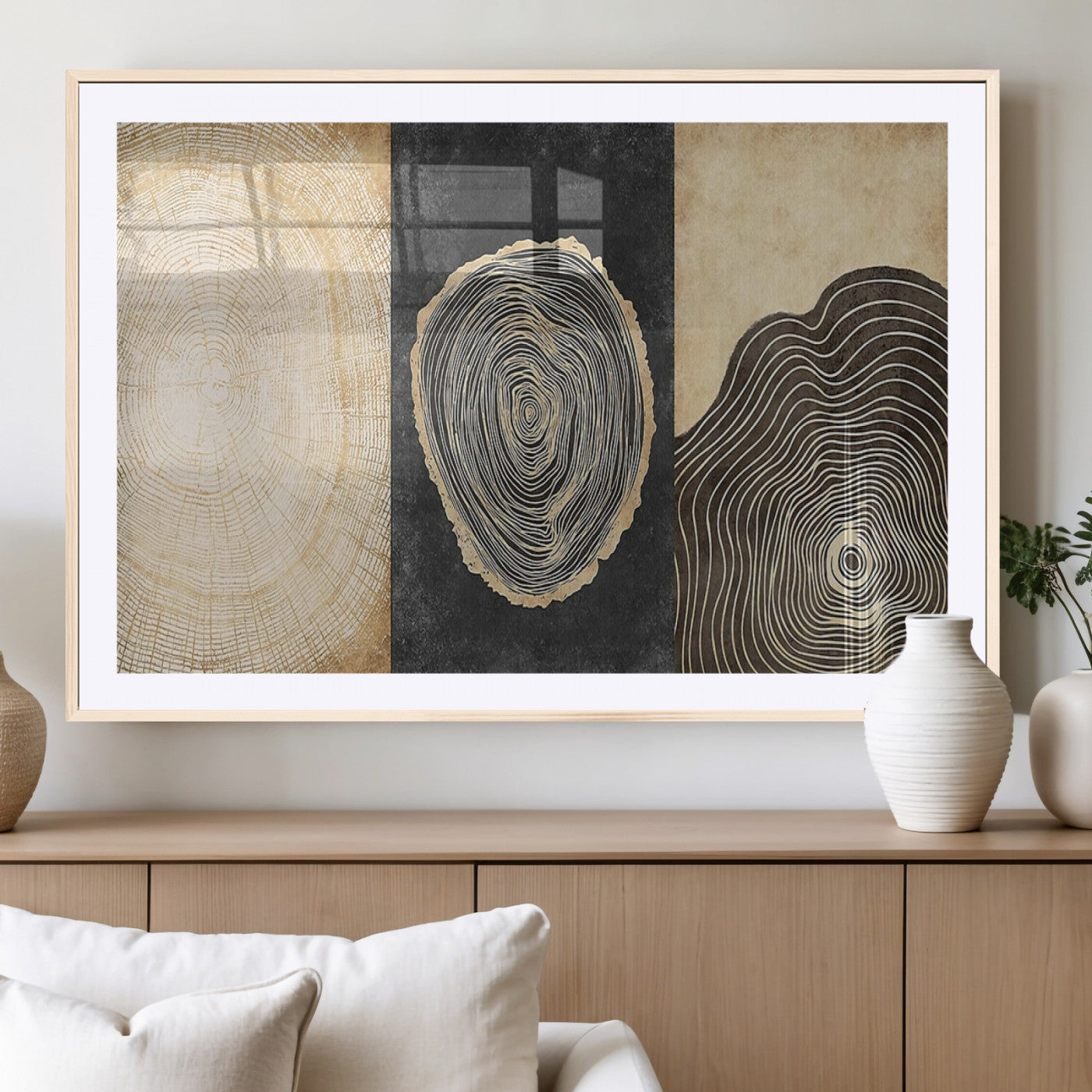 MGC-FP-36x24 - Tree Rings Canvas Wall Art Print – Minimalist Natural History in Modern Decor - Minimalist Boho Wall