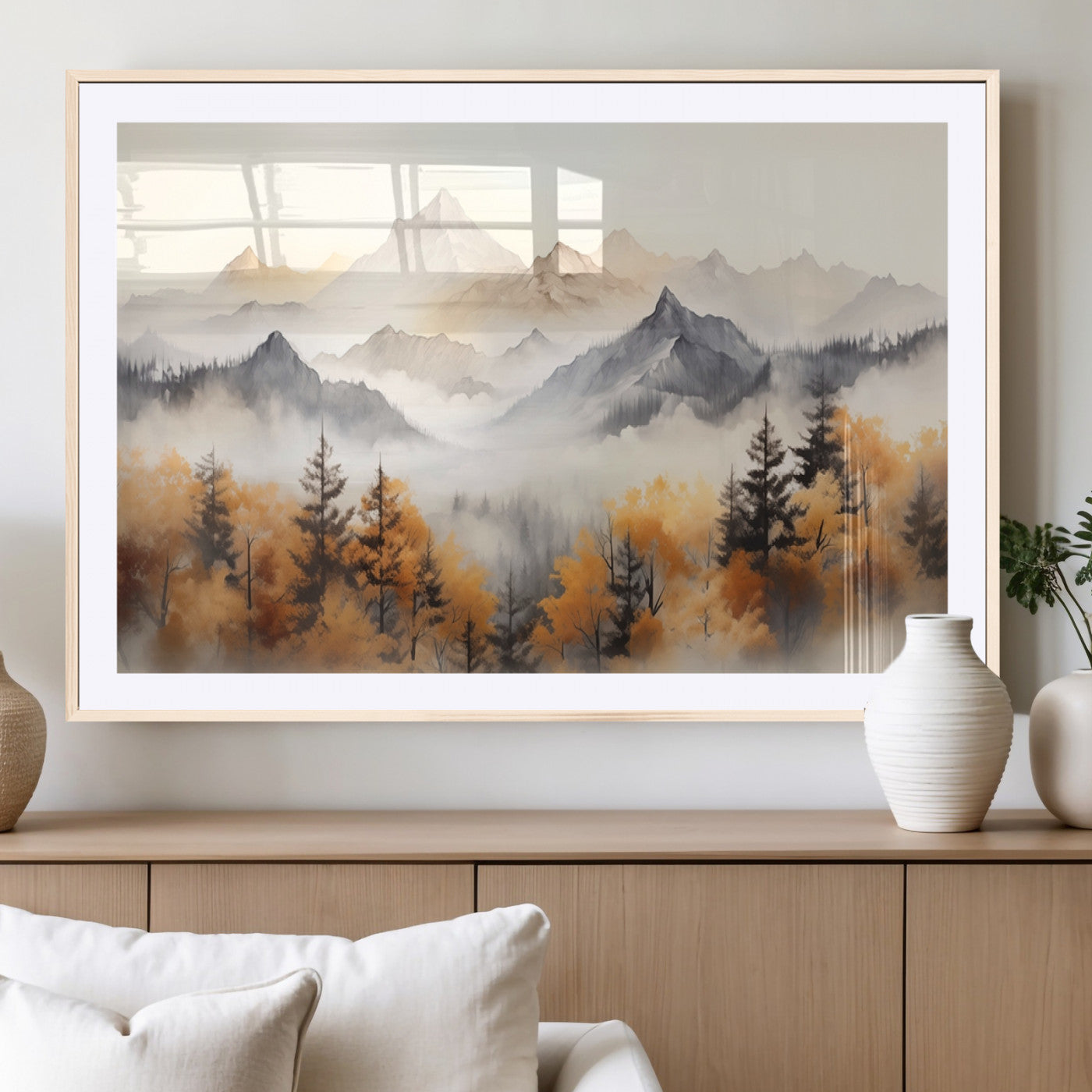 MGC-FP-36x24 - Abstract Mountain Wall Art | Misty Mountain Forest and Mountains Canvas Print for Living Room,