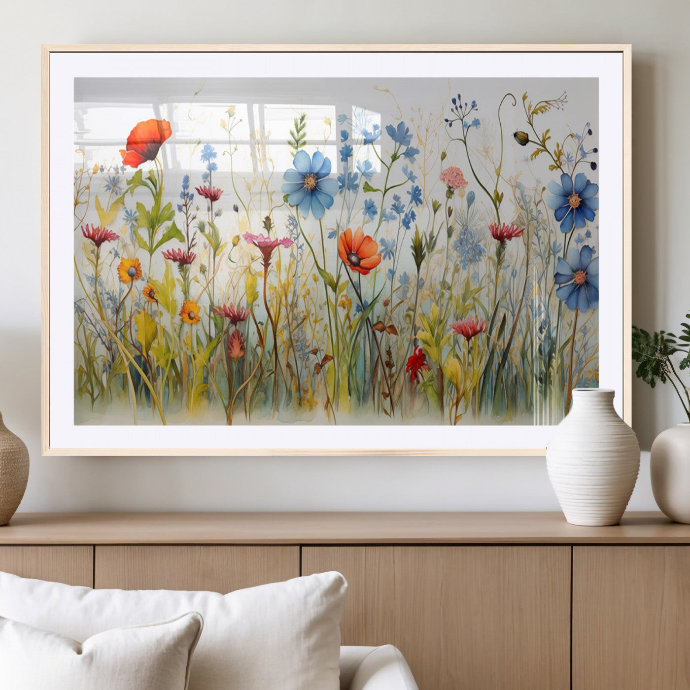 MGC-FP-36x24 - Colorful Wildflower Canvas Wall Art - Vibrant Floral Botanical Print, Bright Nature Decor for Living