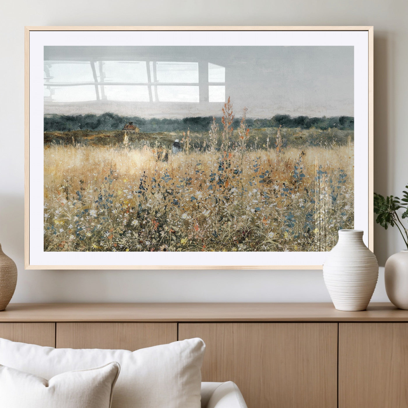 -Wildflower Field Wall Art Canvas | Nature-Inspired Landscape Canvas Print for Living Room or Office