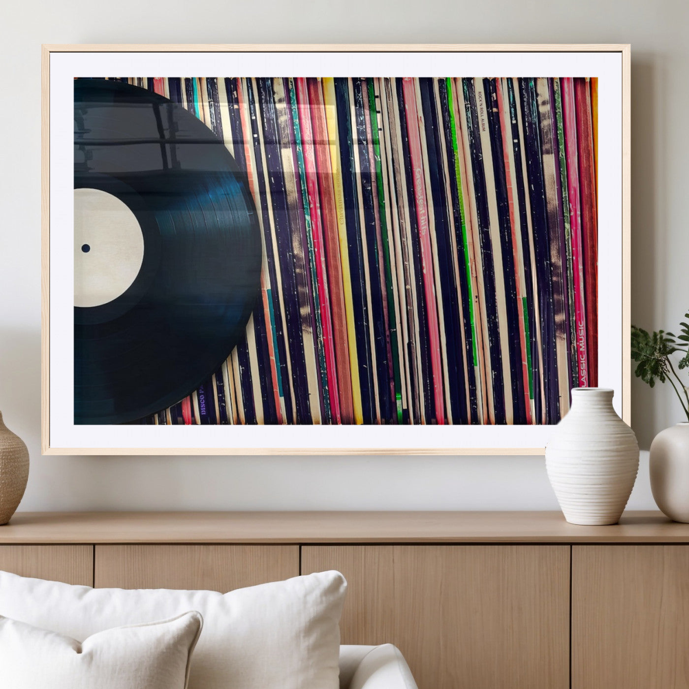 MGC-FP-36x24 - Vinyl Record and Album Collection Canvas Wall Art - Retro Music Decor, Vintage Vinyl, Vinyl Record