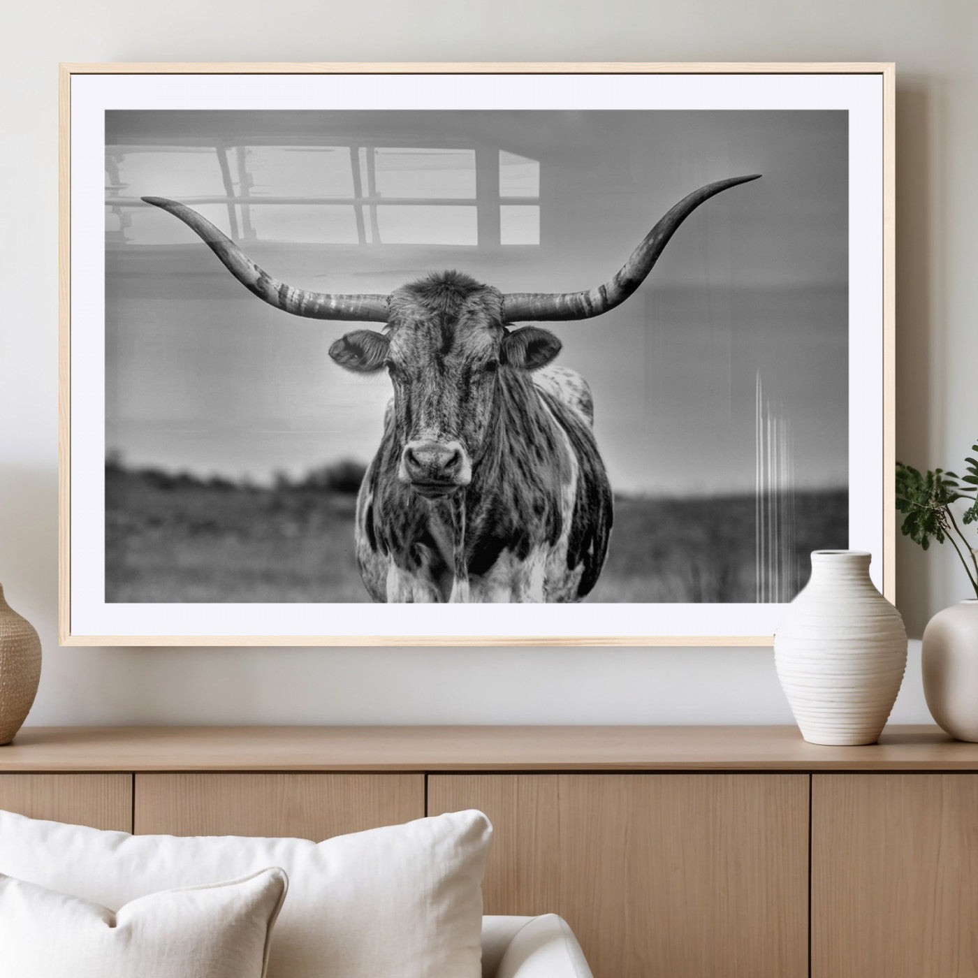 -Texas Longhorn Cow Wall Art, Texas Longhorn Canvas, Cattle Canvas Print