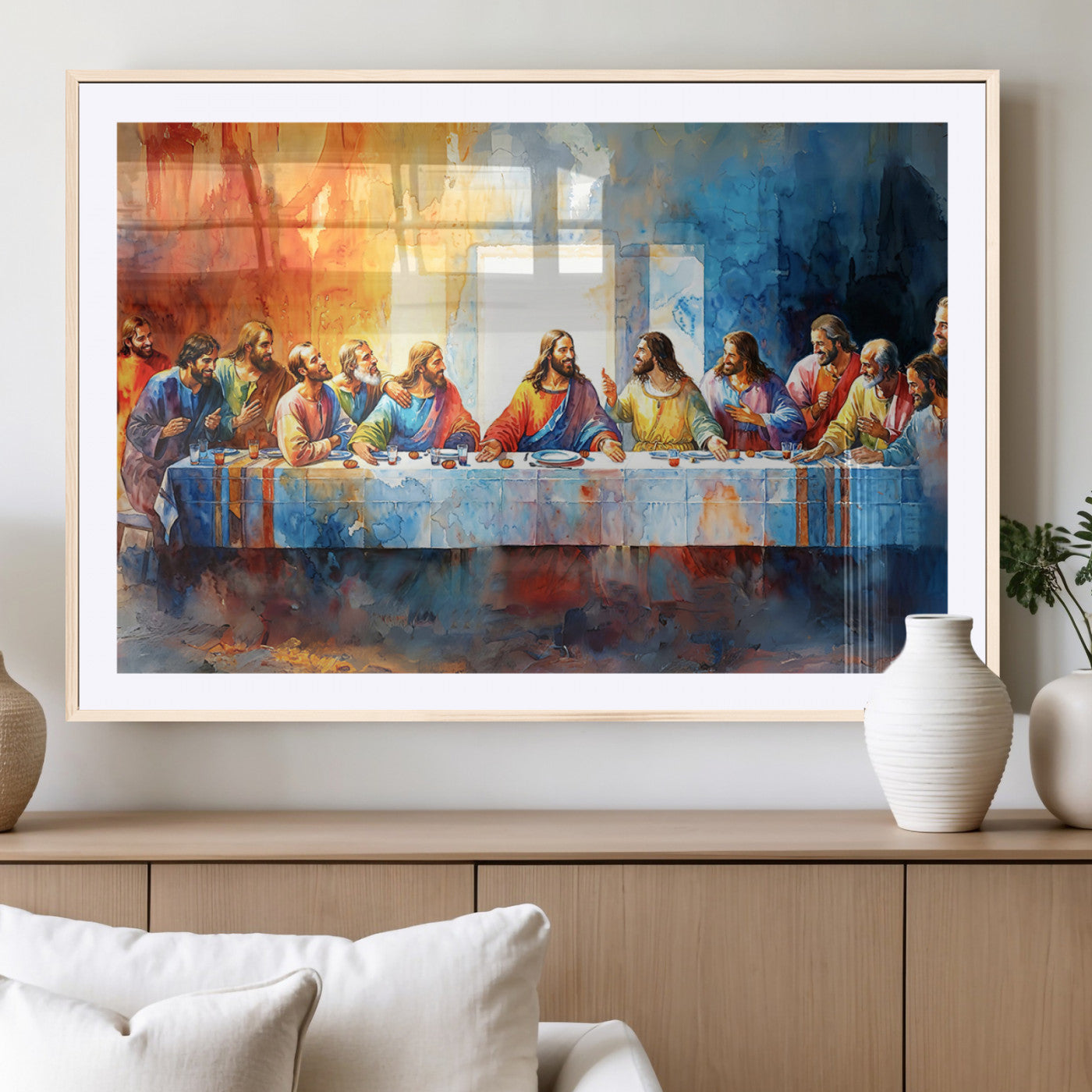 MGC-FP-36x24 - Abstract Watercolor The Last Supper Wall Art