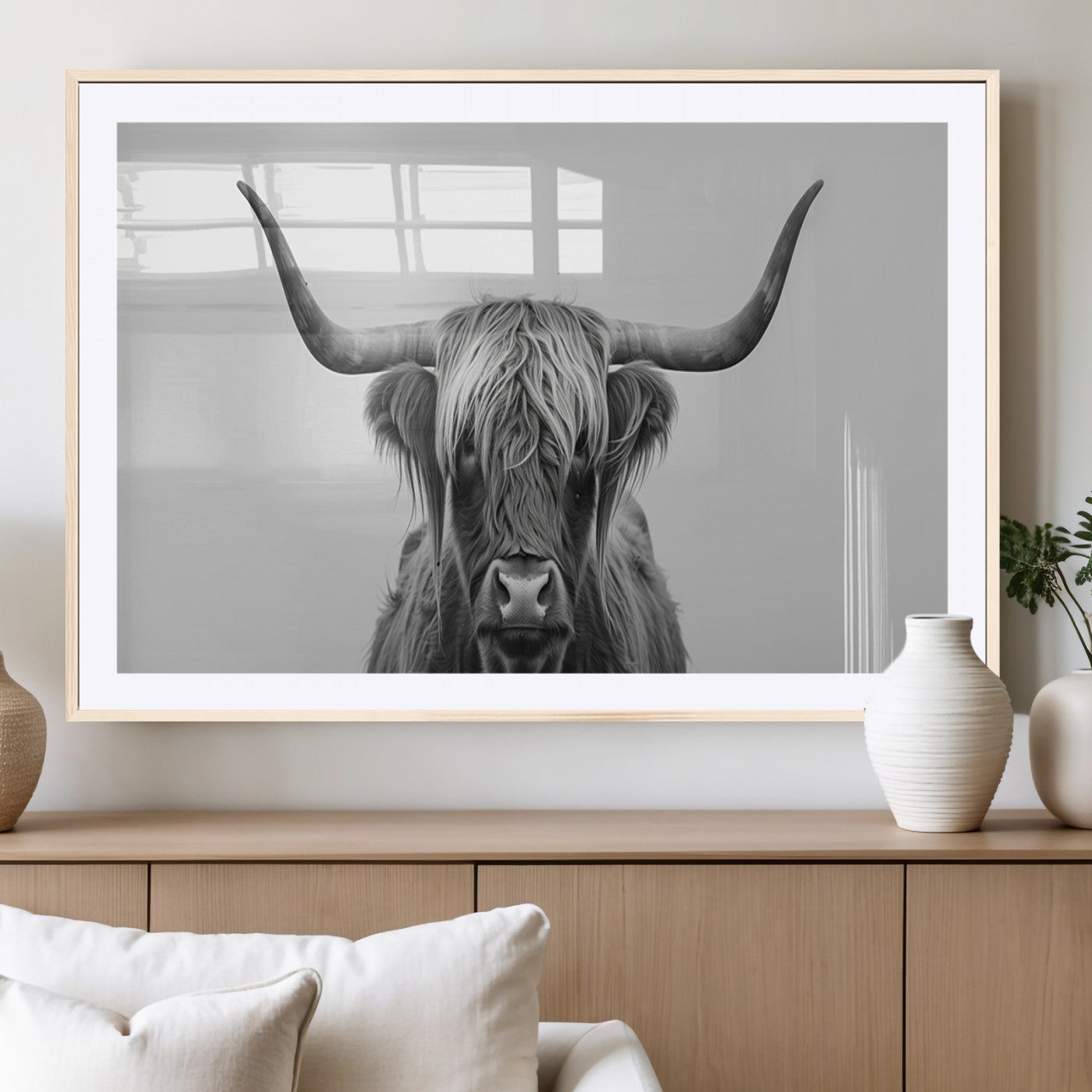 -Farmhouse Longhorn Wall Art Canvas Print, Longhorn Texas Wall Art Canvas Print