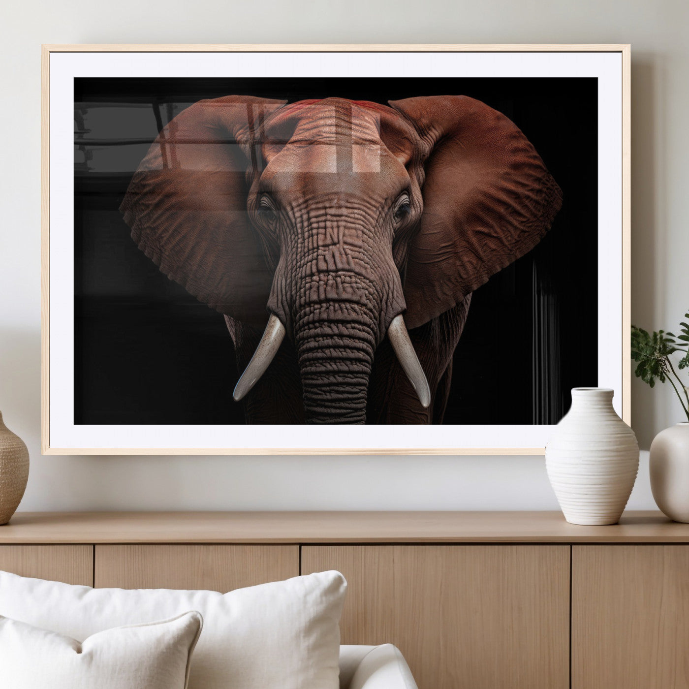 -Wild Elephant Wall Art Canvas Print, Africa Savannah Wild Animal Wall Decor Print