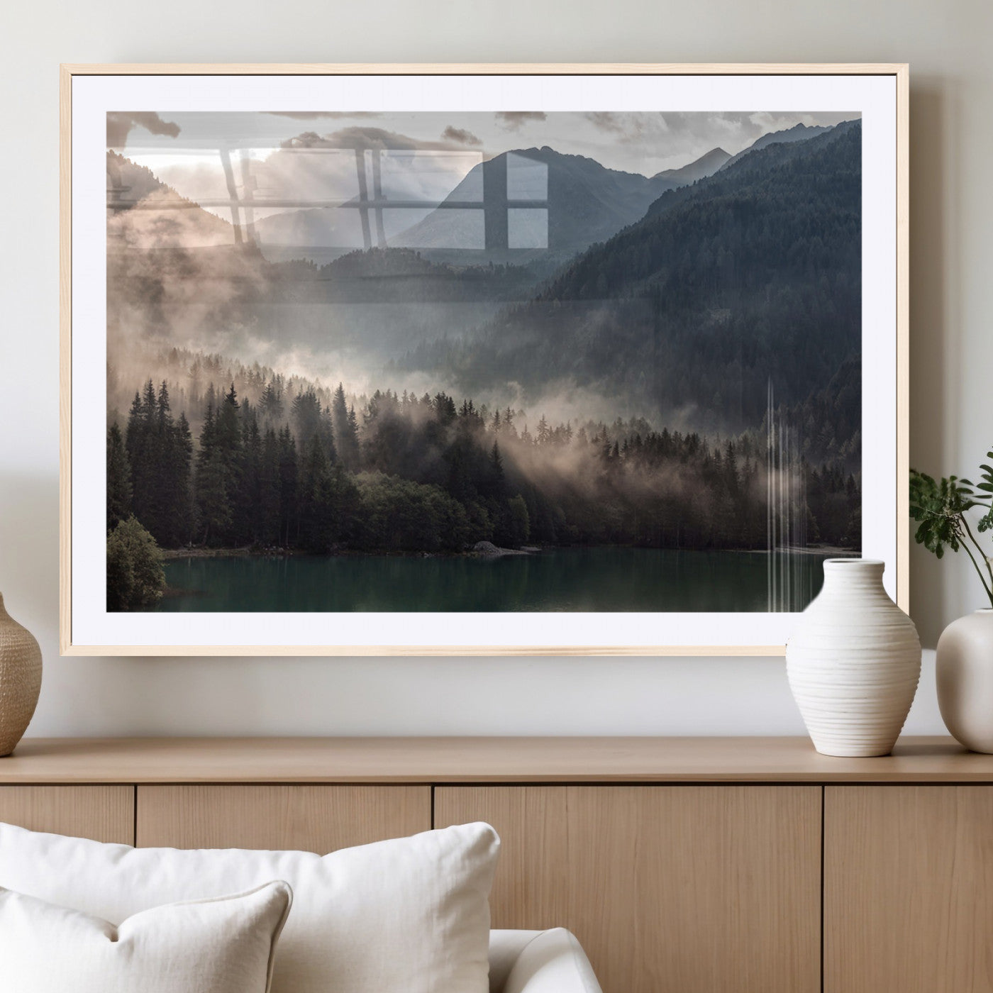 MGC-FP-36x24 - Foggy Mountain Canvas Print Forest Wall Art