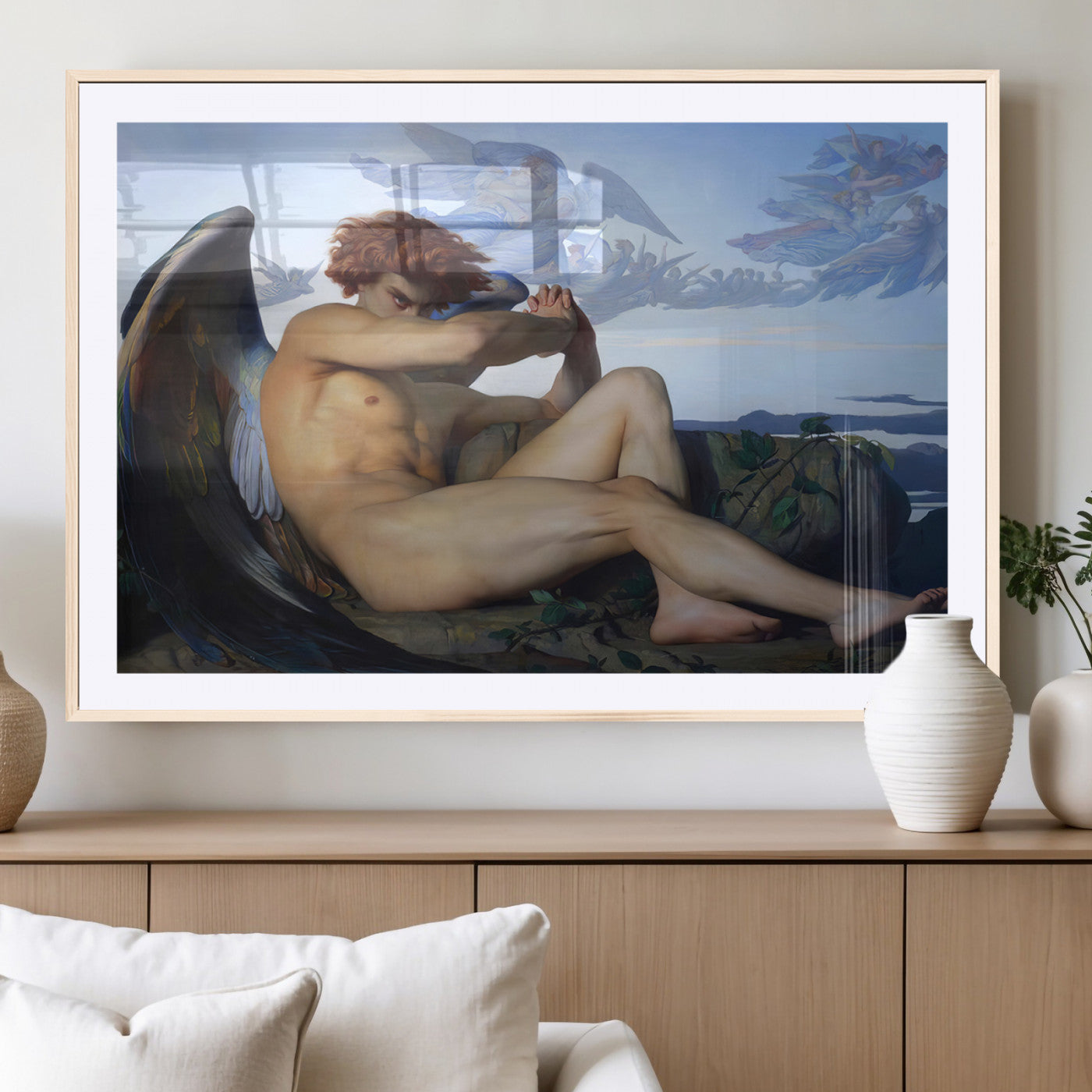 -Fallen Angel Wall Art Canvas Print – Classic Art, Framed, Ready to Hang - Alexandre Cabanel
