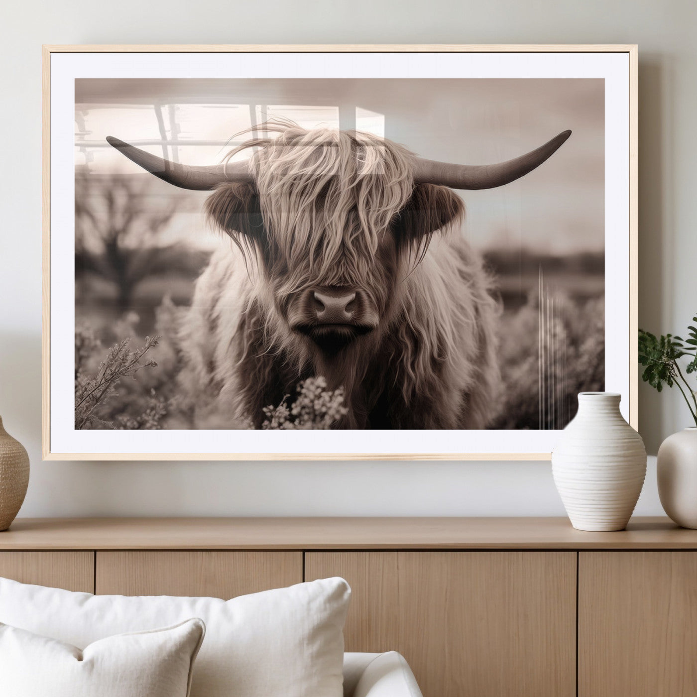 MGC-FP-36x24 - Scottish Cow Longhorn Wall Art Canvas Print