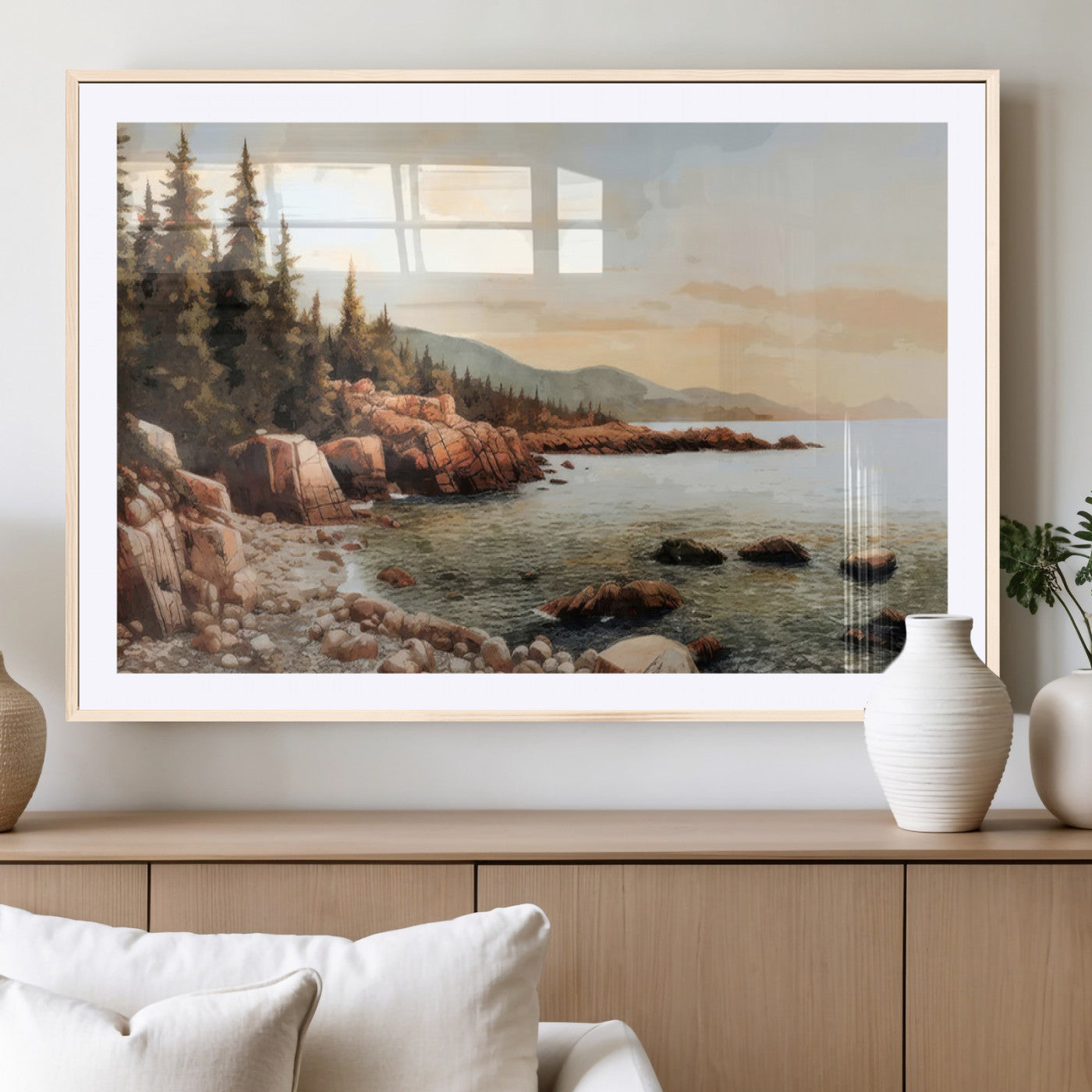 -Serene Coastal View of Acadia National Park Wall Art - Stunning 3-Panel Wall Art Canvas Print,