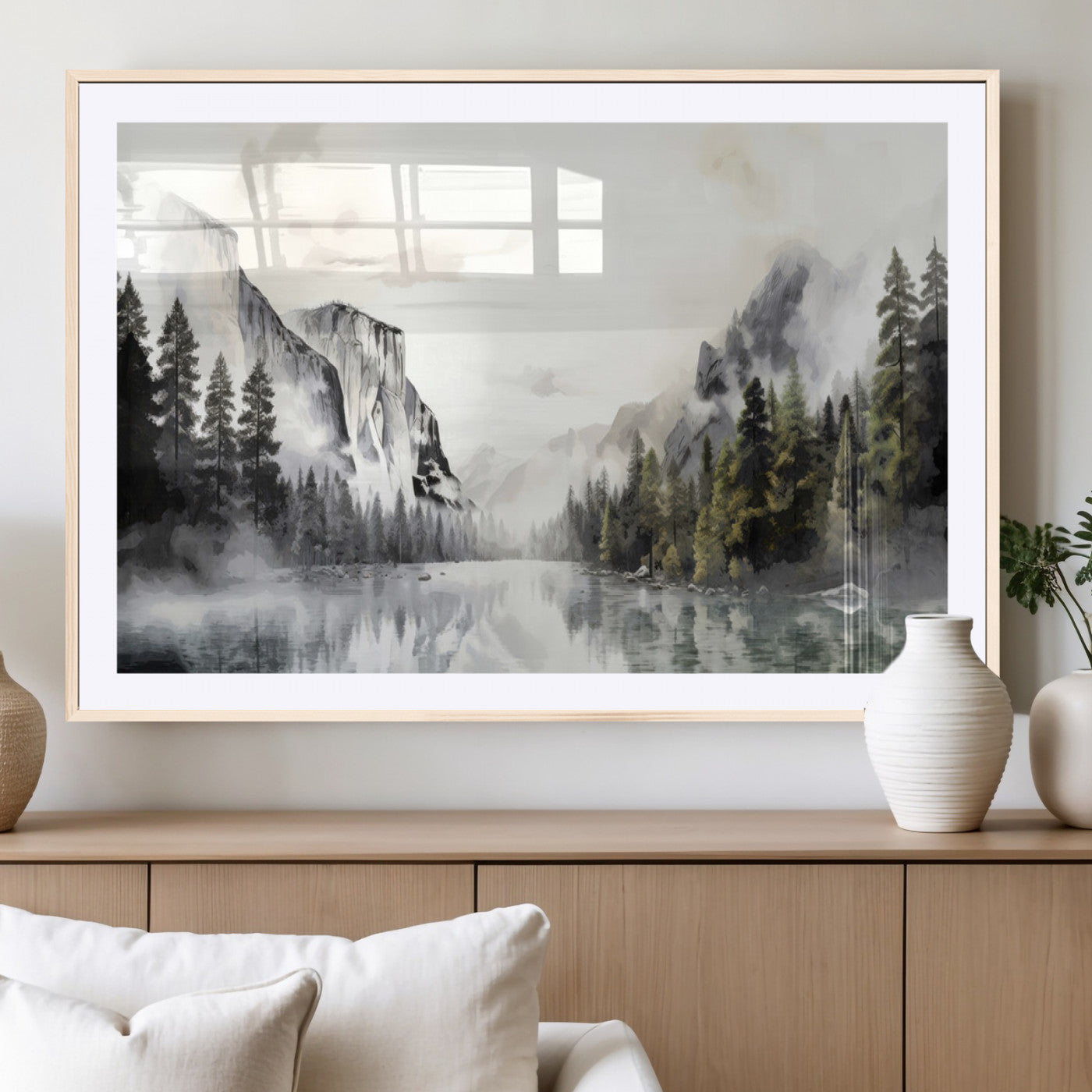 MGC-FP-36x24 - Yosemite Valley Wall Art Canvas Print – Framed and Ready to Hang – Majestic Nature Landscape Décor
