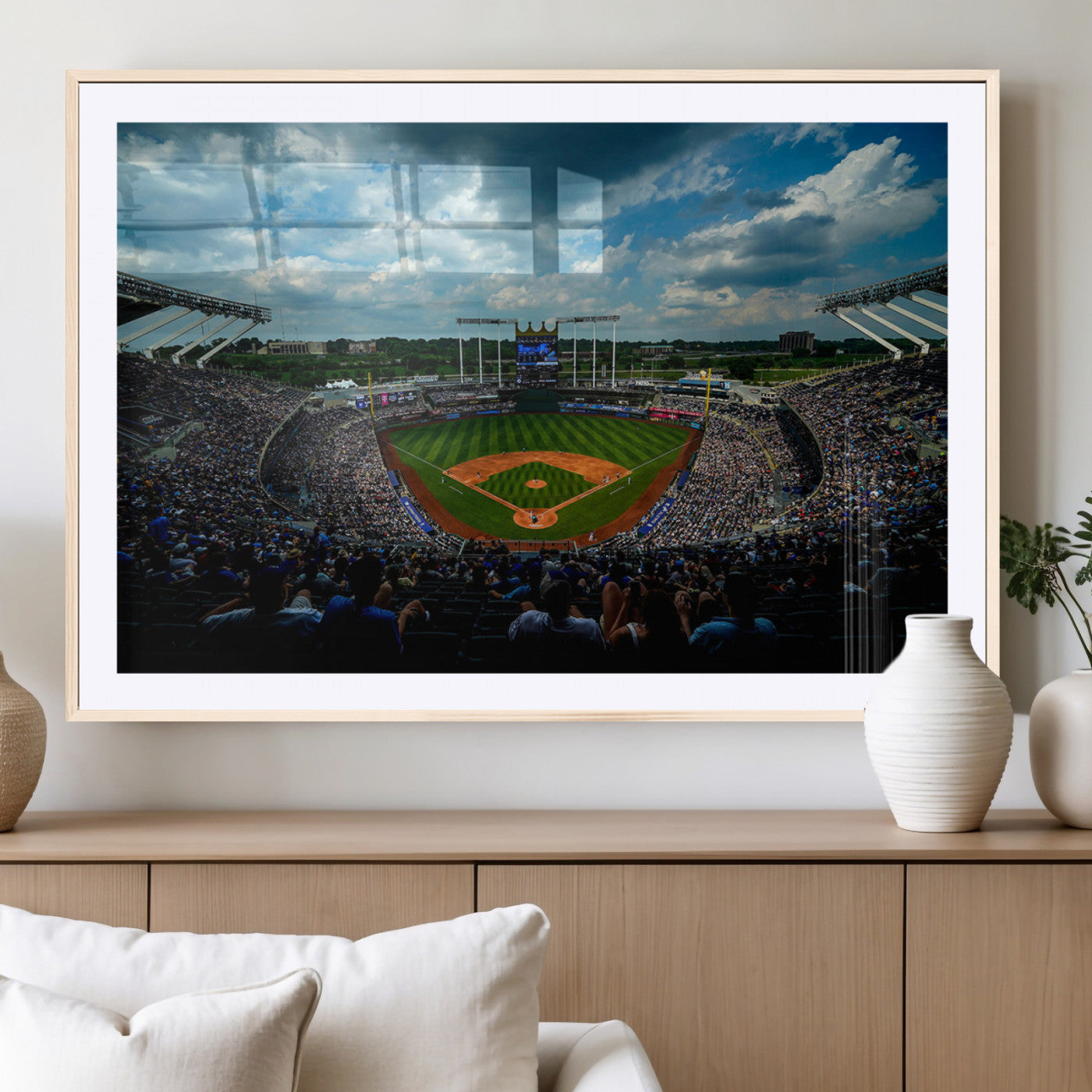 MGC-FP-36x24 - 3-Panel Kauffman Stadium Wall Art Print | Large Kansas City Royals Baseball Canvas Print for Sports