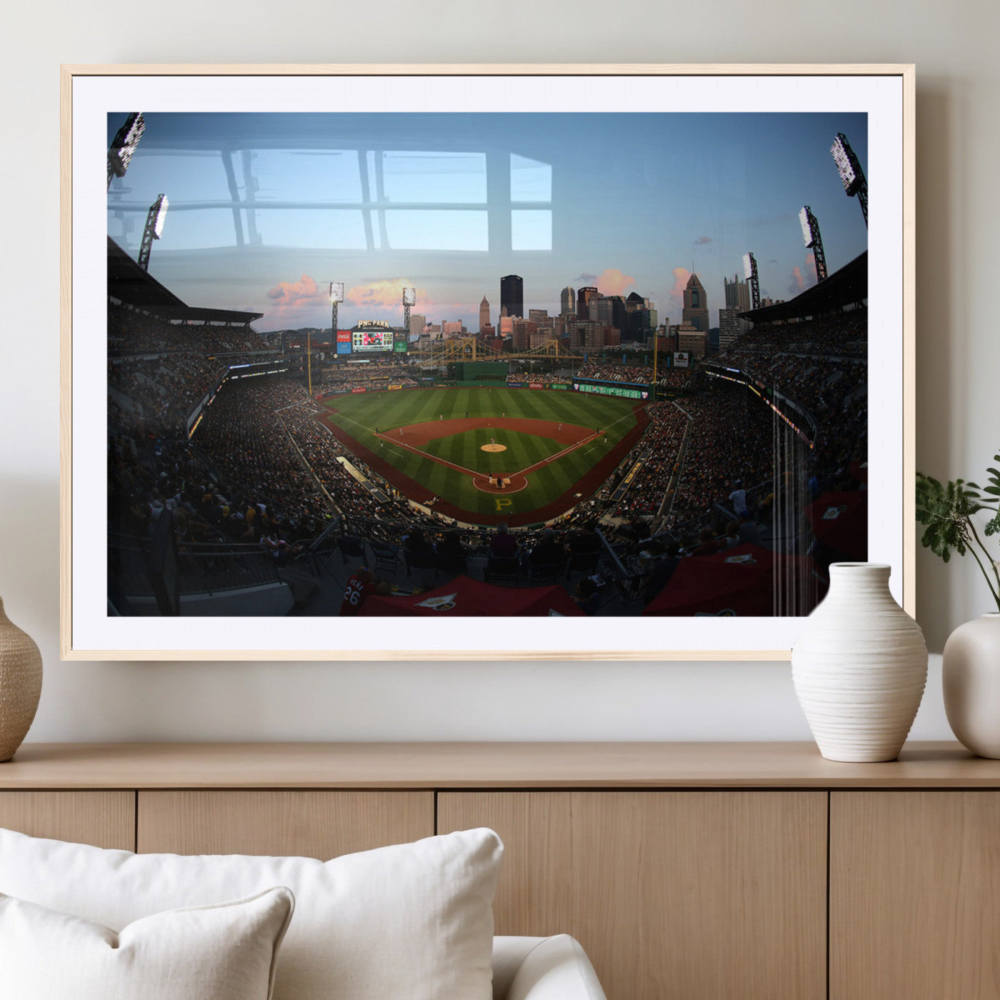 -PNC Park Evening Game Triple Canvas Wall Art - Pittsburgh Pirates MLB Match - PNC Park Stadium Wall