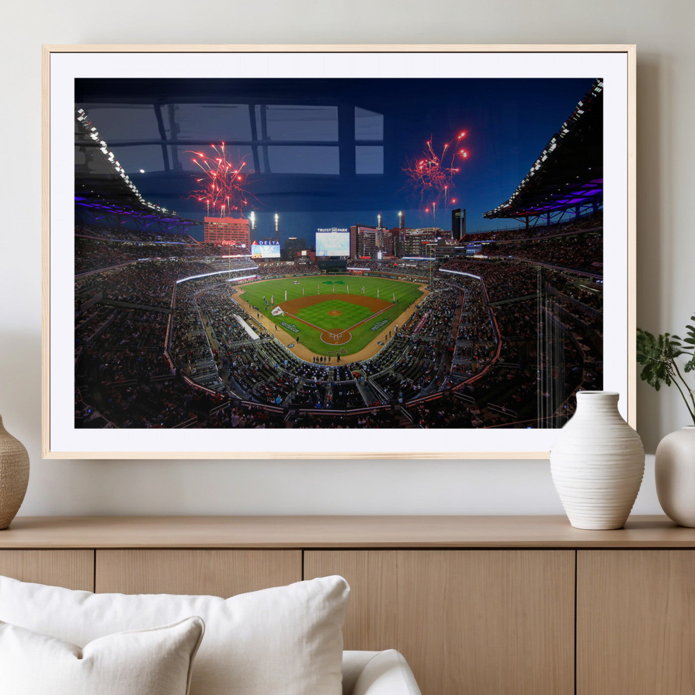 MGC-FP-36x24 - Truist Park Atlanta Braves Baseball Stadium Wall Art Print | Large 3-Panel Canvas Print for Sports