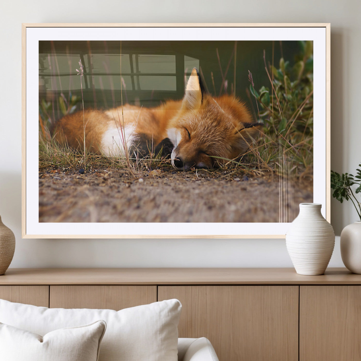 25085-MGC-FP-36x24_Natural-Sleeping Fox Wall Art Canvas Print, Farmhouse Wall Decor and Animal Wall Art Print