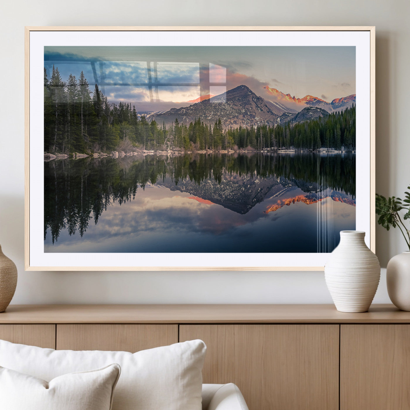 MGC-FP-36x24 - Bear Lake Reflection at Rocky Mountain National Park Wall Art Canvas Print, Scenic Mountain Landscape Canvas Print Set | Mountain Lake Wall Art Print