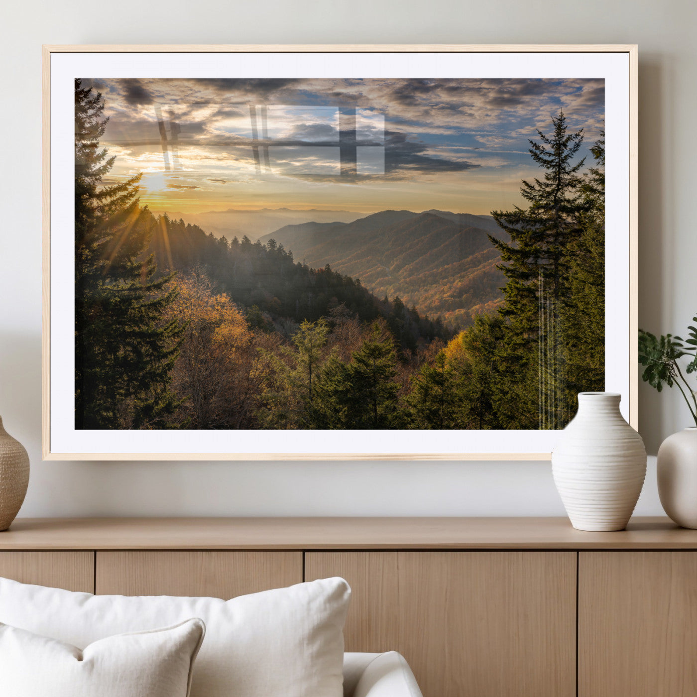 MGC-FP-36x24 - Sunrise Over the Smoky Mountains Canvas Wall Art – Breathtaking Scenic Landscape Photography in a