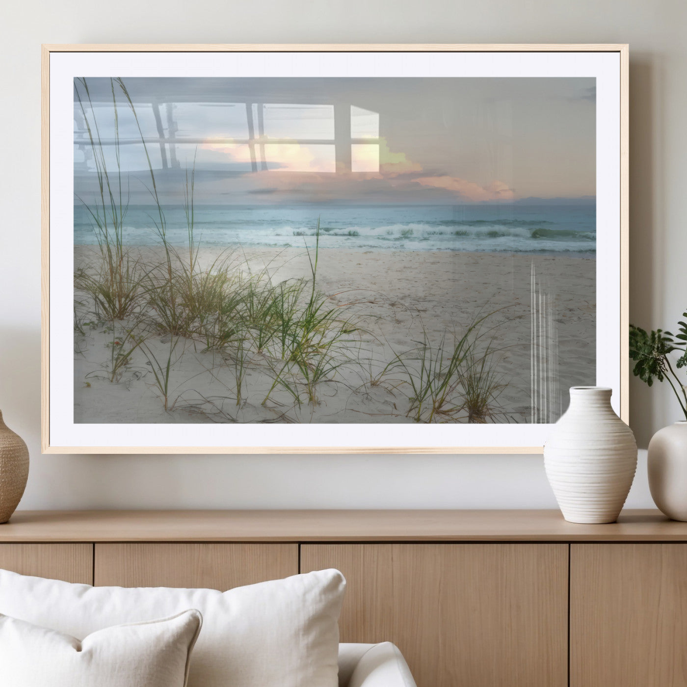 MGC-FP-36x24 - Flight Over Coastal Beach Landscape, Flight Over Coastal Beach Print Canvas Wall Art