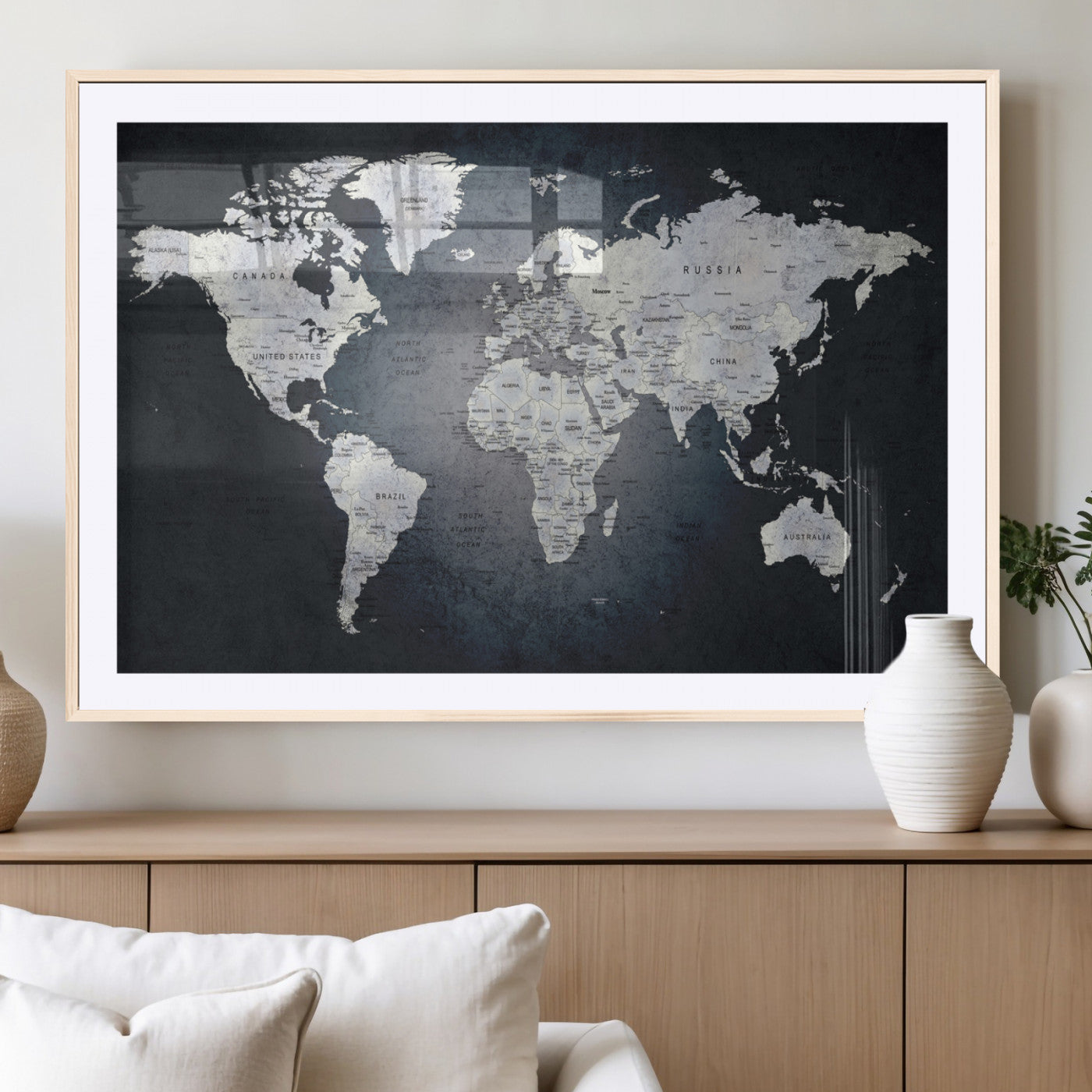MGC-FP-36x24 - World Map Wall Art Canvas Print for Home and Office Decor
