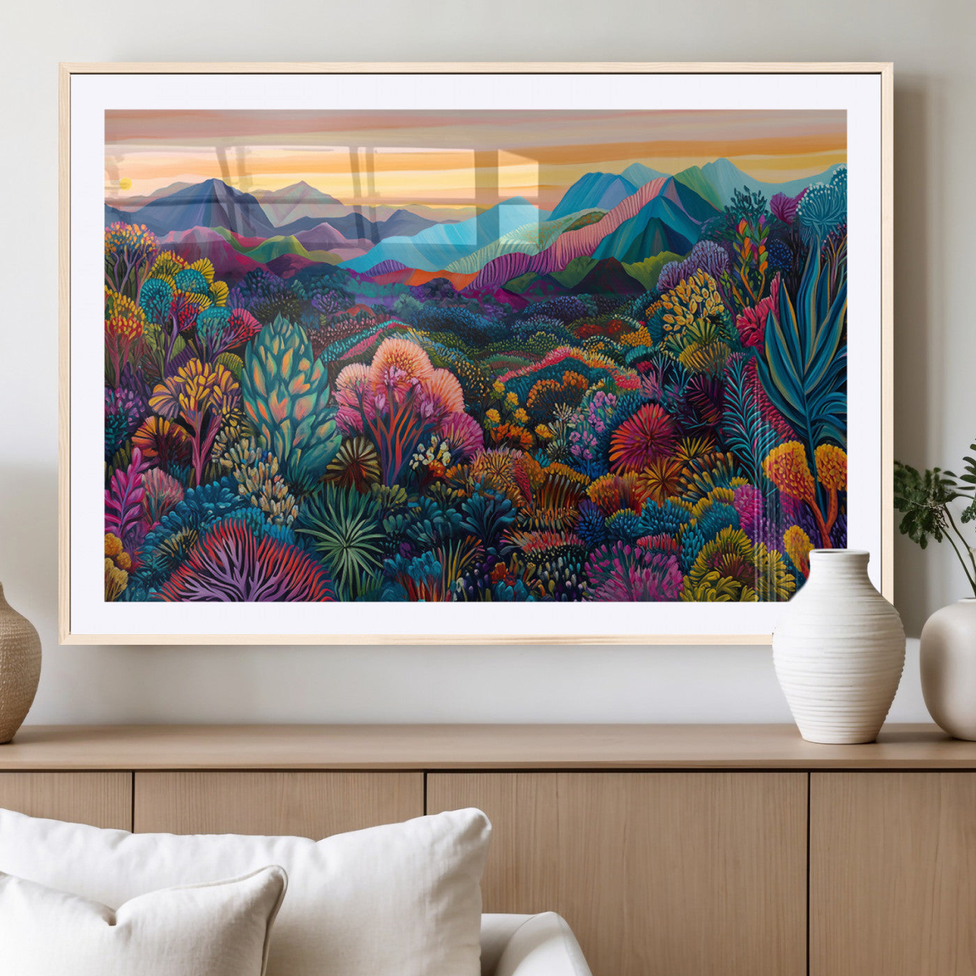 MGC-FP-36x24 - Colorful Abstract Landscape Wall Art Print Canvas - Vibrant Modern Decor for Living Room, Office, or