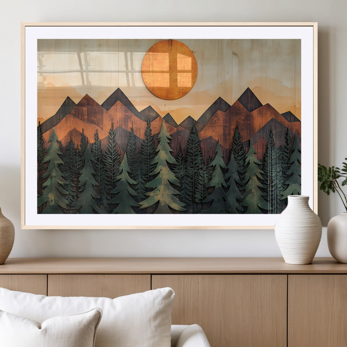 MGC-FP-36x24 - Sunset Mountain Landscape Canvas Wall Art Print - Nature Decor for Living Room, Office
