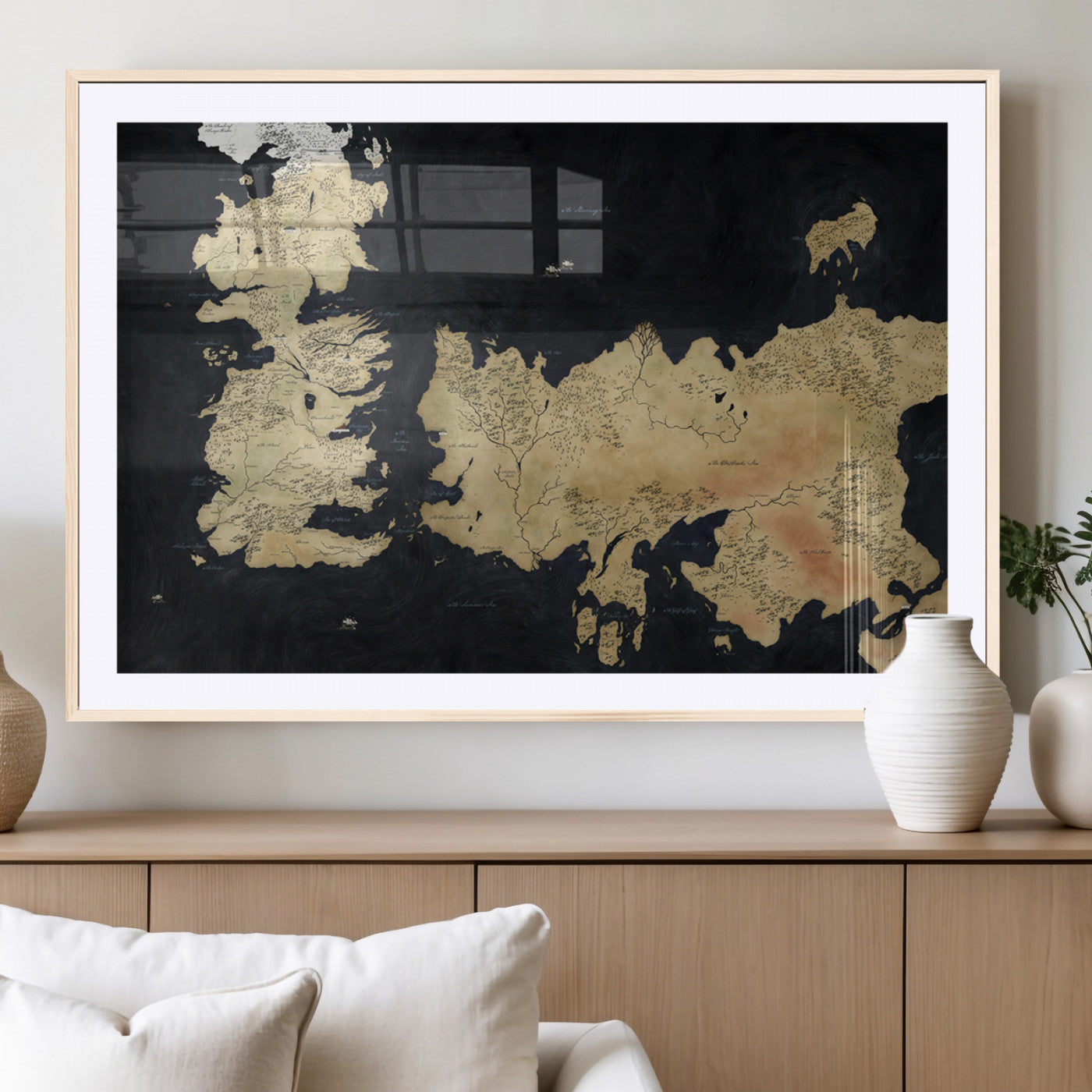 MGC-FP-36x24 - Push Pin World Map Canvas Print – Framed Wall Art for Couples to Track Their Travels – Anniversary