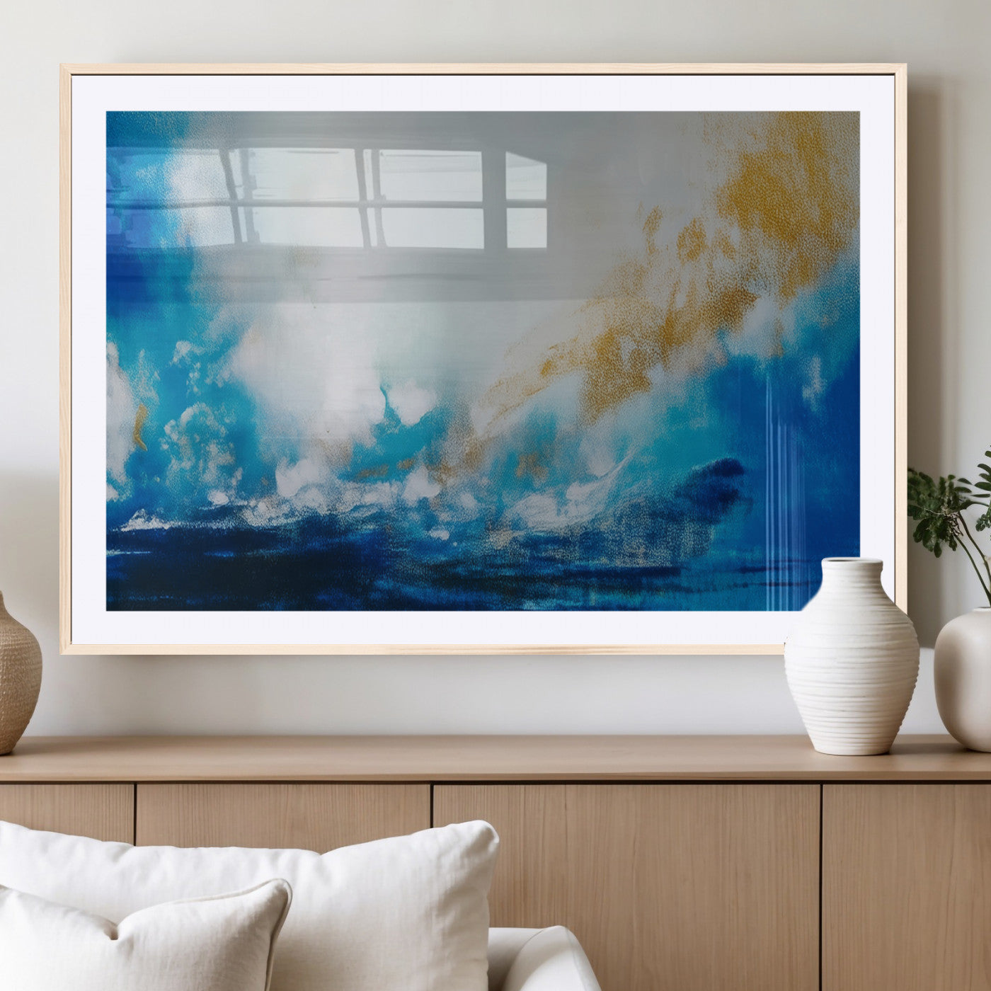MGC-FP-36x24 - Blue Abstract Print - Dynamic Ocean-Inspired Canvas Wall Art