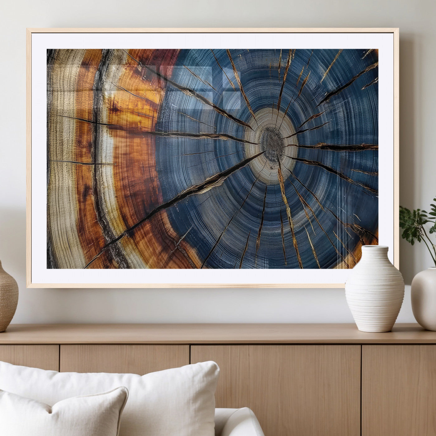 MGC-FP-36x24 - Abstract Tree Rings Canvas Wall Art - Wood Grain Canvas Print - Nature-Inspired Modern Wood Grain