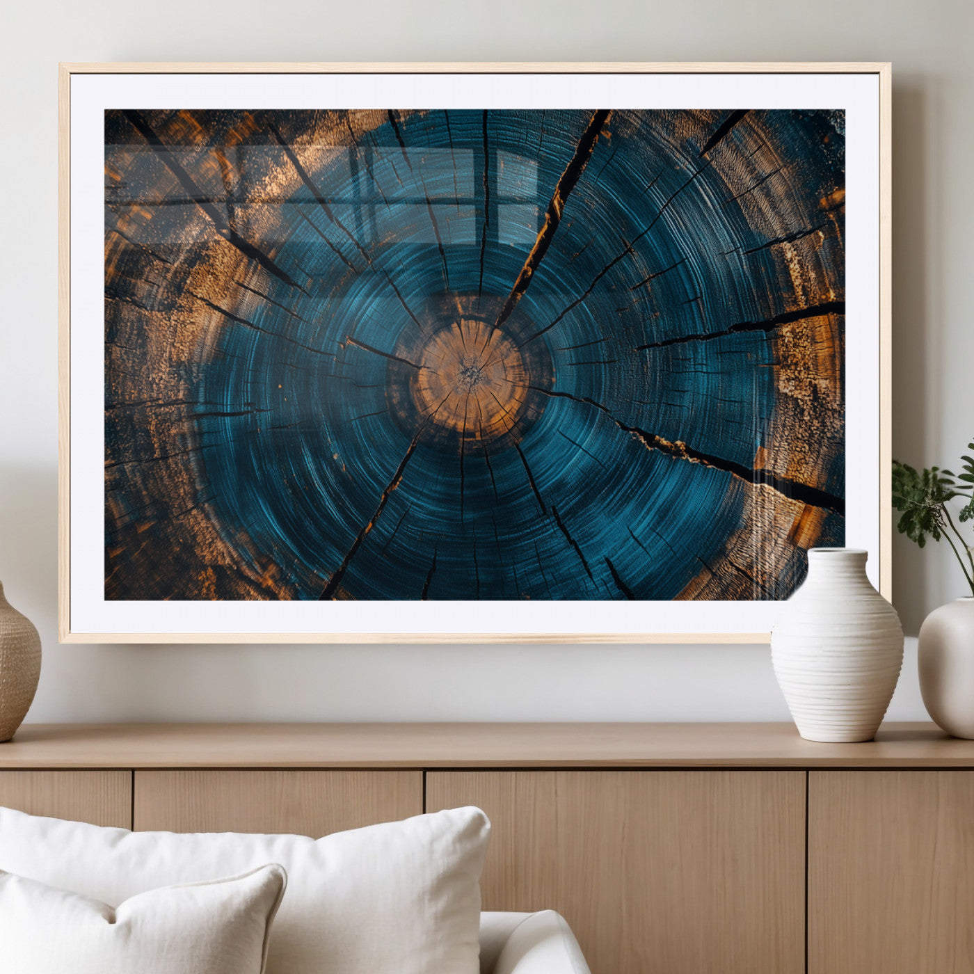 MGC-FP-36x24 - Abstract Tree Rings Wall Art Canvas Print - Wood Grain Rings Artwork Print - Nature Woodland Modern